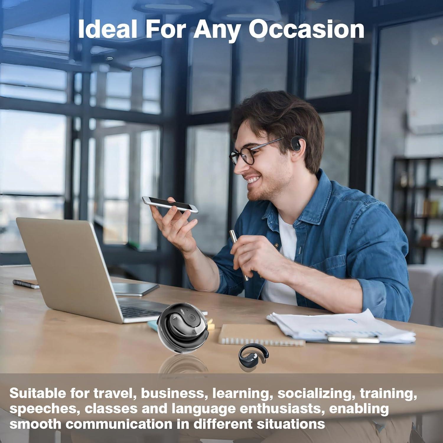 Auriculares Traductores AI MD50 Bluetooth Inalámbricos Negro