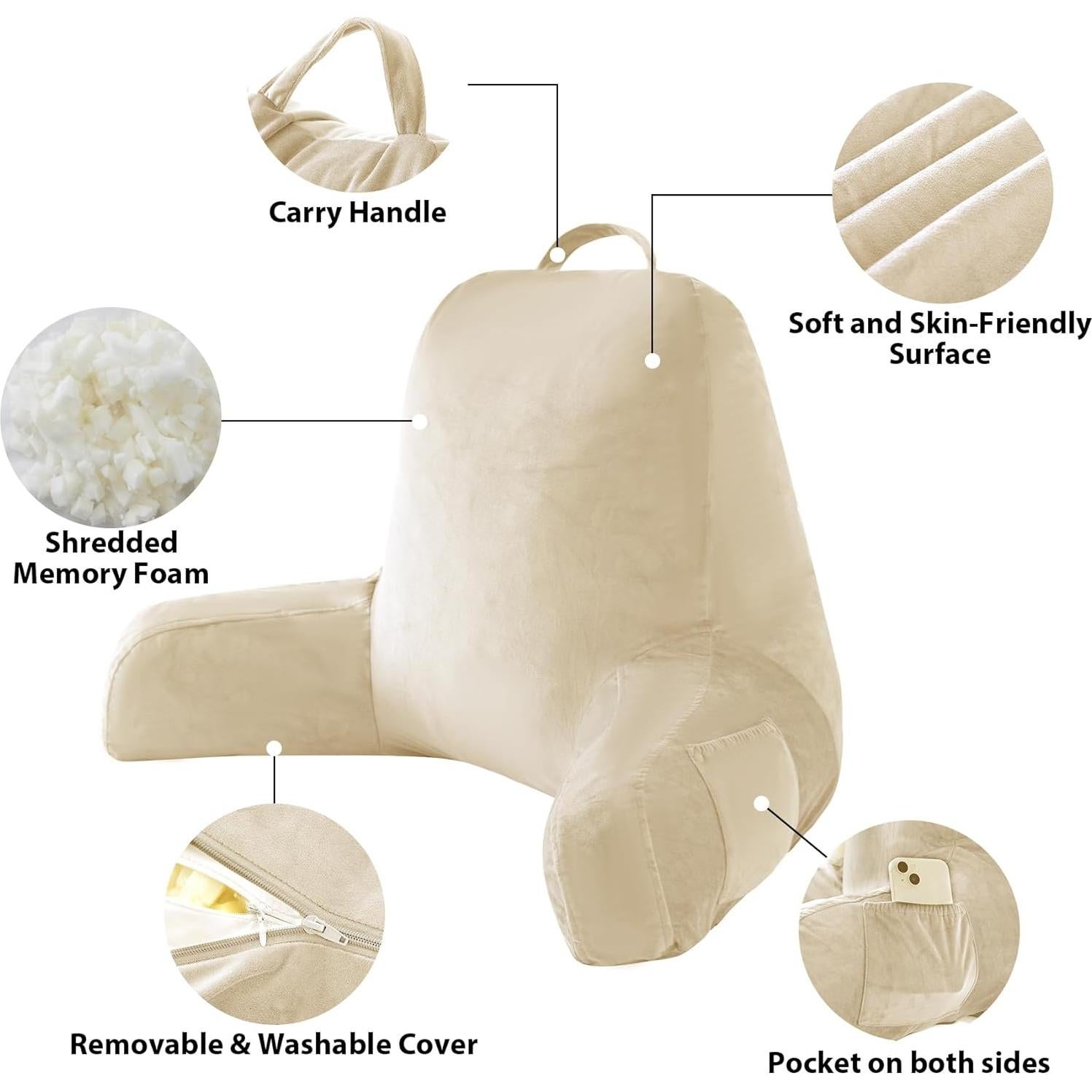 Almohada de Lectura IPYNBAP Beige Espuma Viscoelástica 45.72 cm