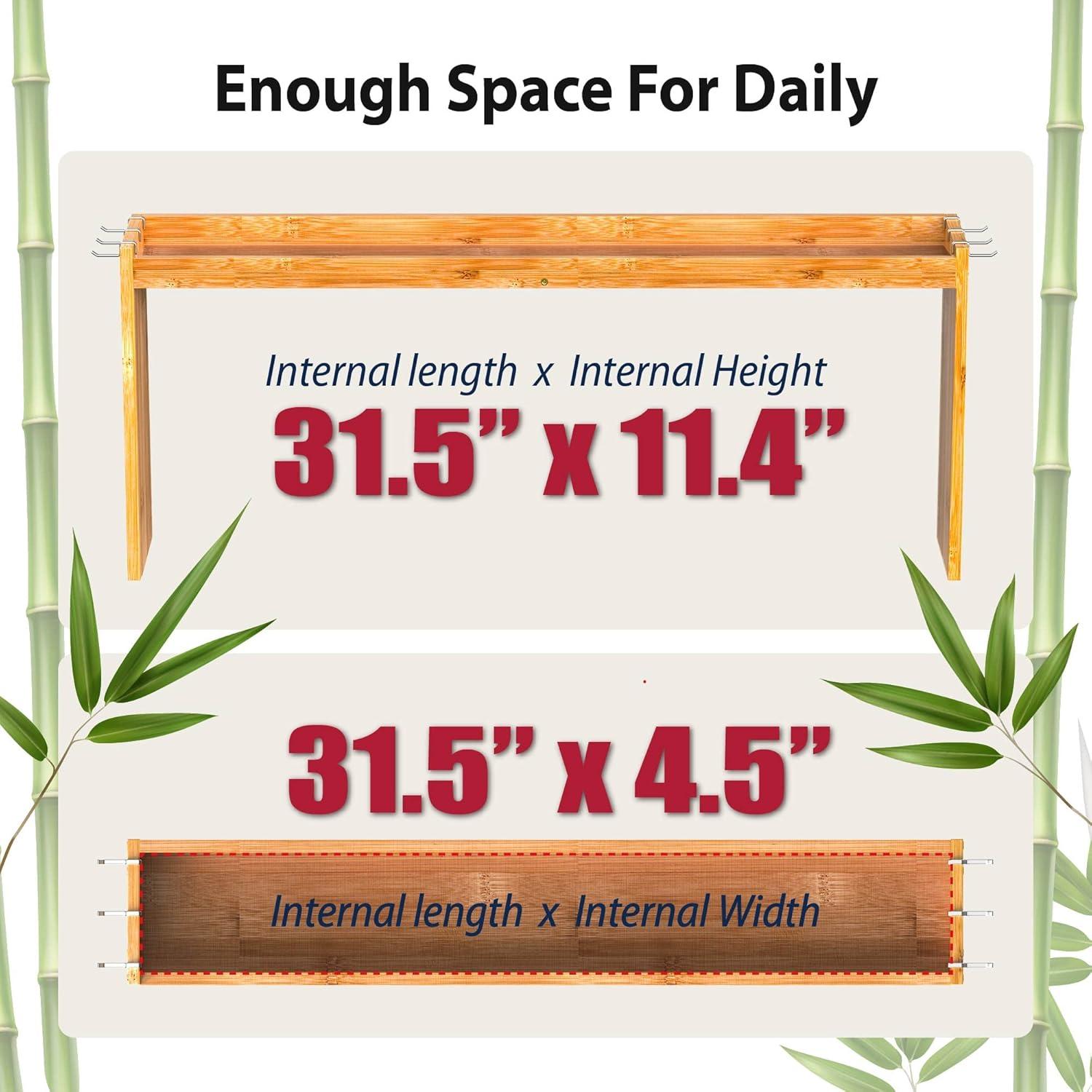 Estante de Especias IIIOIIIA de Bambú 80 cm con 6 Ganchos