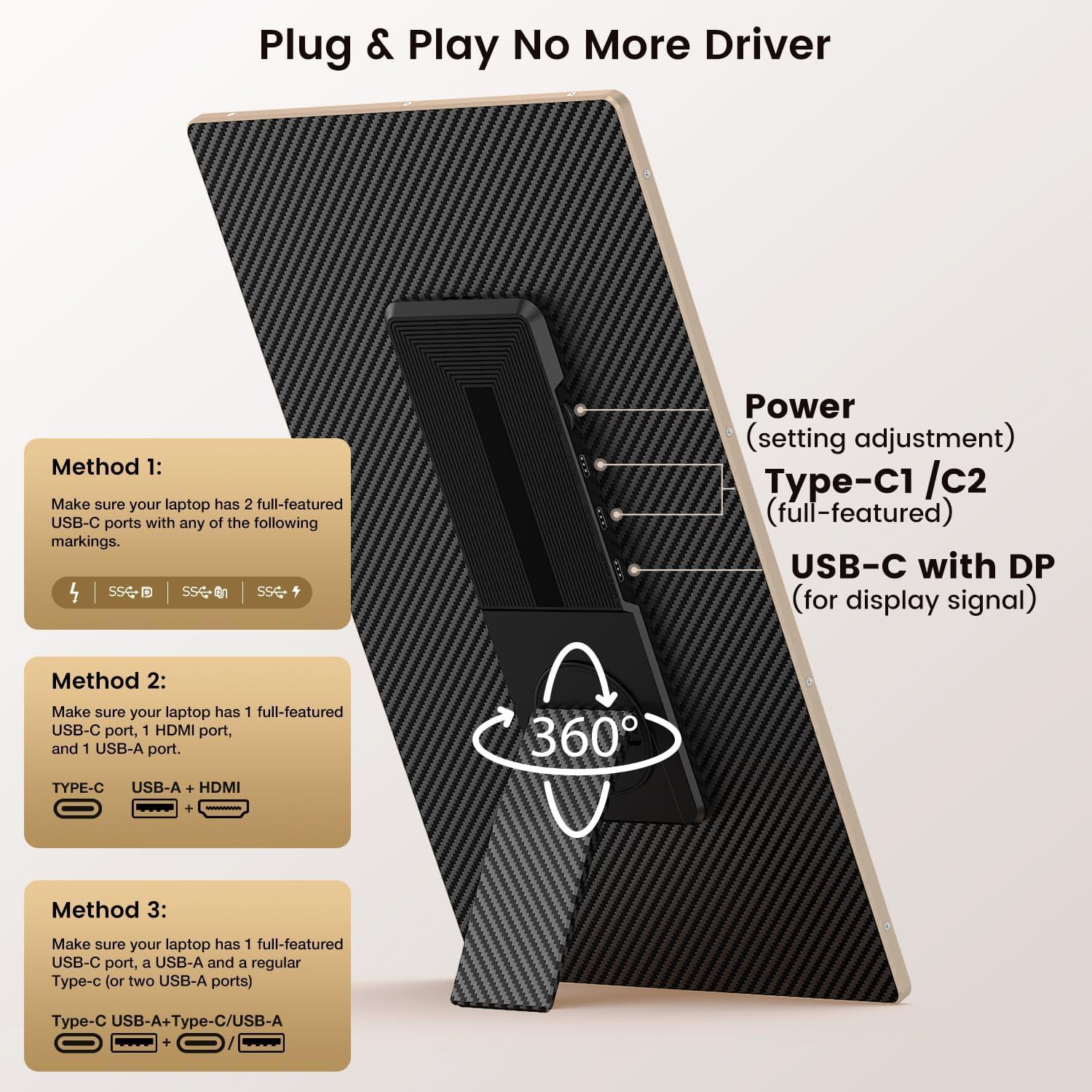 Extensor de Pantalla VargaoliDeal 15.6" FHD 1080P Compatible