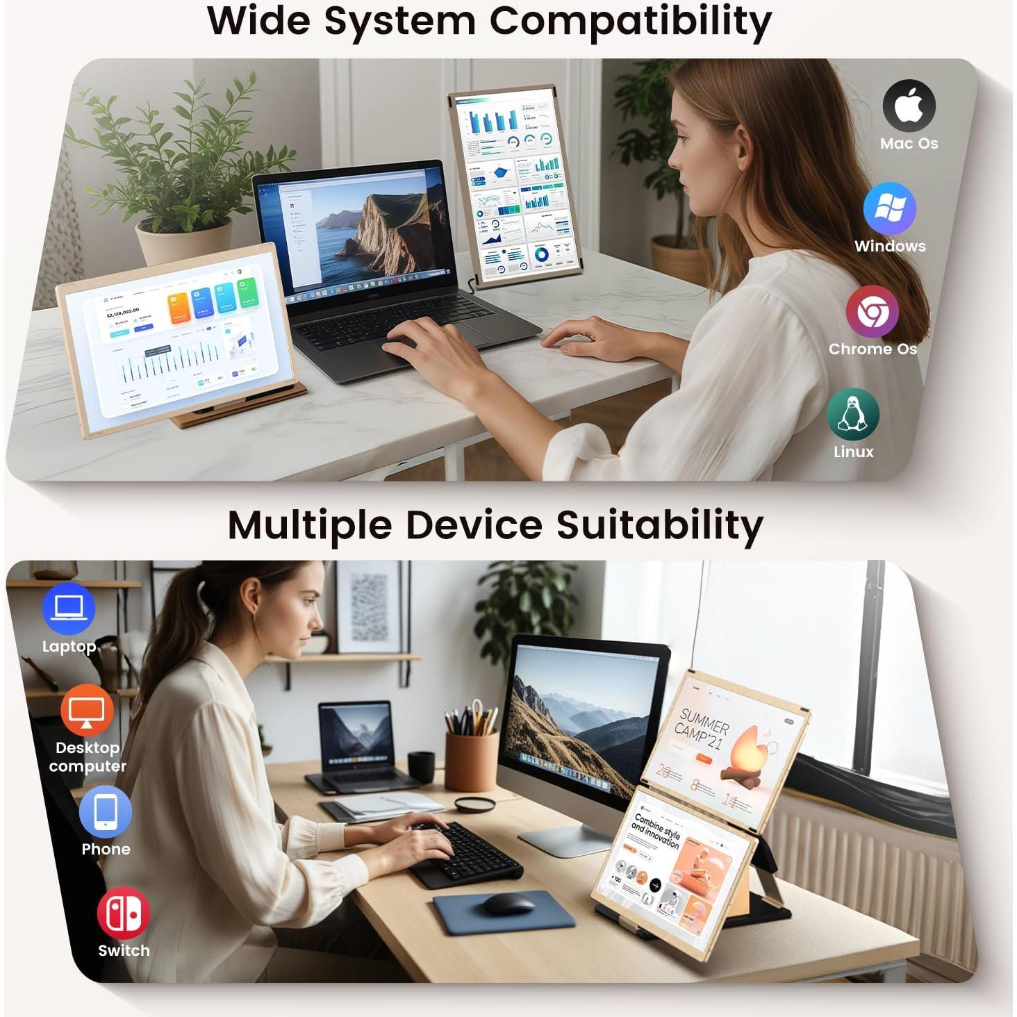 Extensor de Pantalla VargaoliDeal 15.6" FHD 1080P Compatible