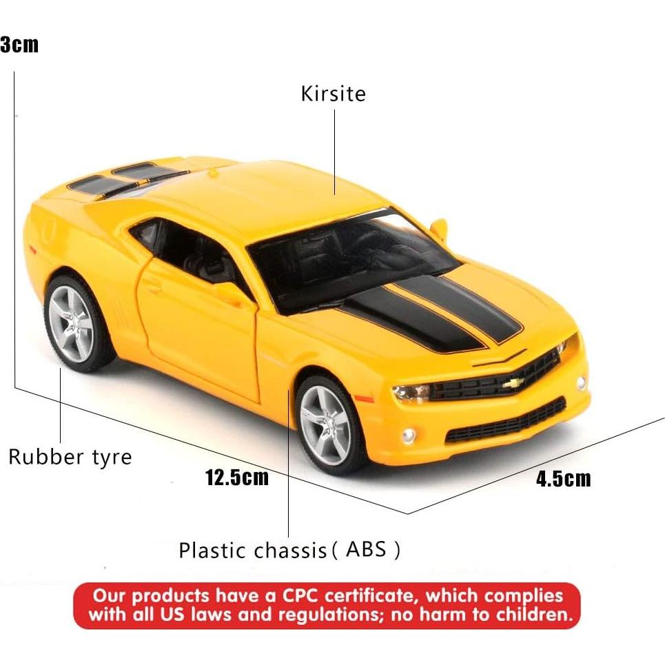 Coche de Juguete Chevrolet Camaro 1:36 Retroceso Amarillo