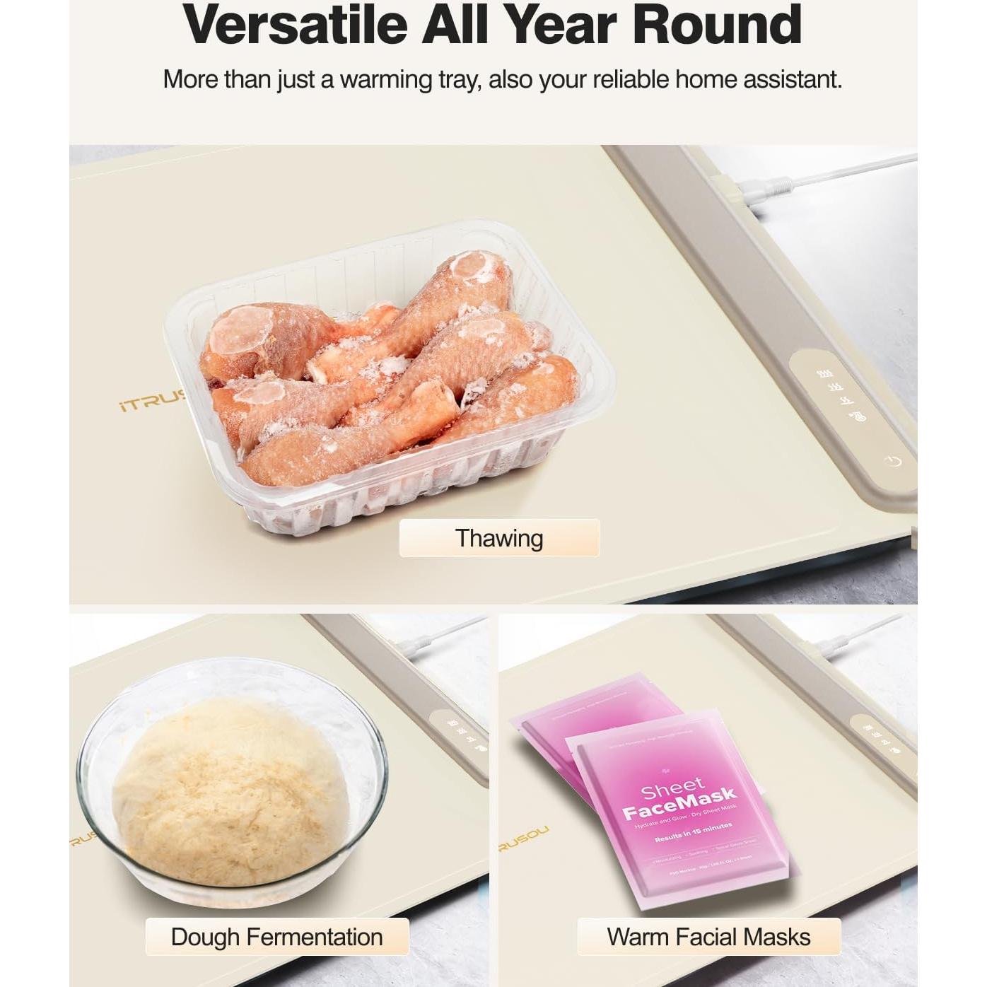 Bandeja Calentadora Eléctrica iTRUSOU BW601 Beige 250W 3 Temperaturas