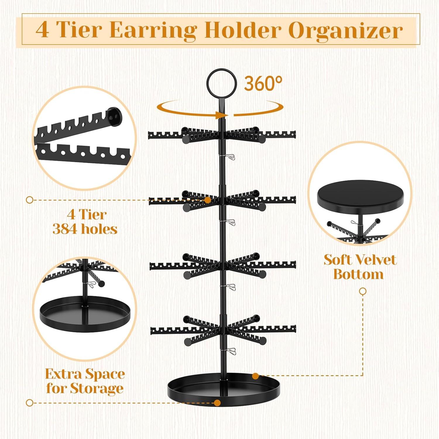 Soporte Organizador de Pendientes Giratorio MODOWEY 4 Niveles