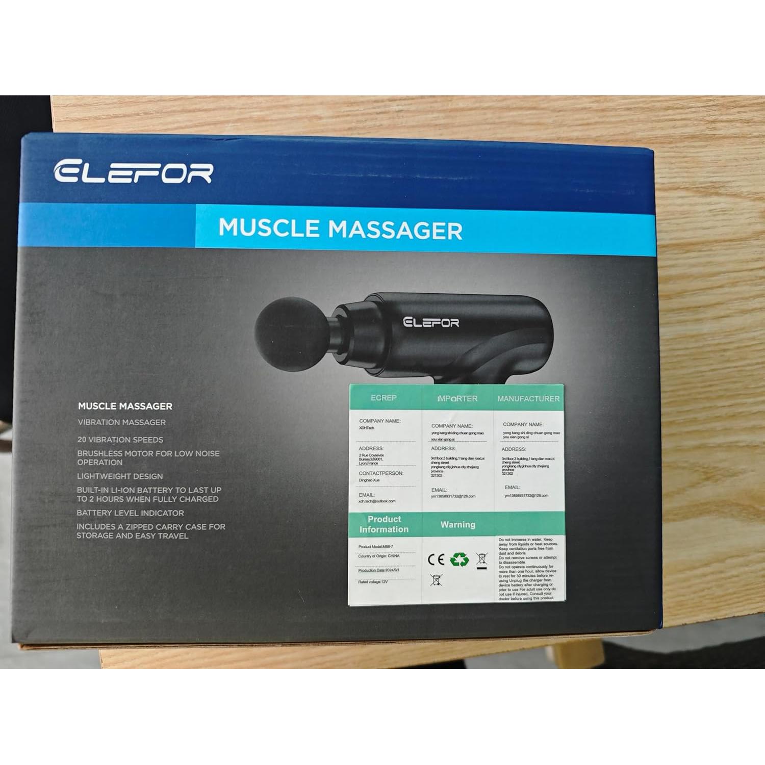 Pistola de Masaje Percusiva Enpower M68-7, 20 Velocidades, 8 Cabezas