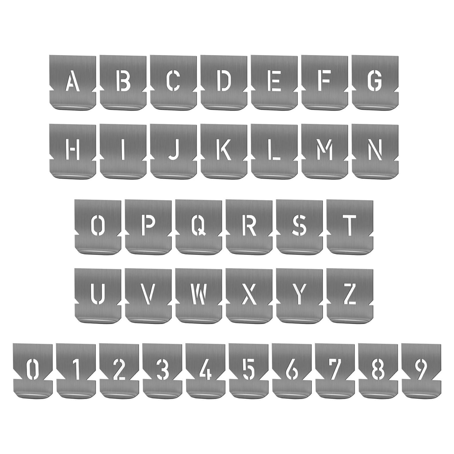 Juego de Plantillas de Letras y Números HAUTMEC 36 Pcs 15mm