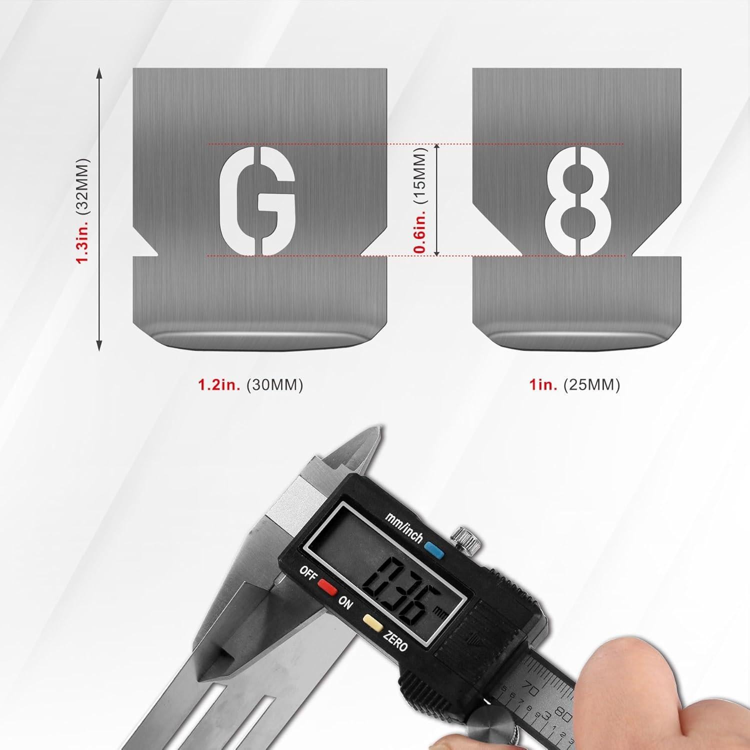 Juego de Plantillas de Letras y Números HAUTMEC 36 Pcs 15mm