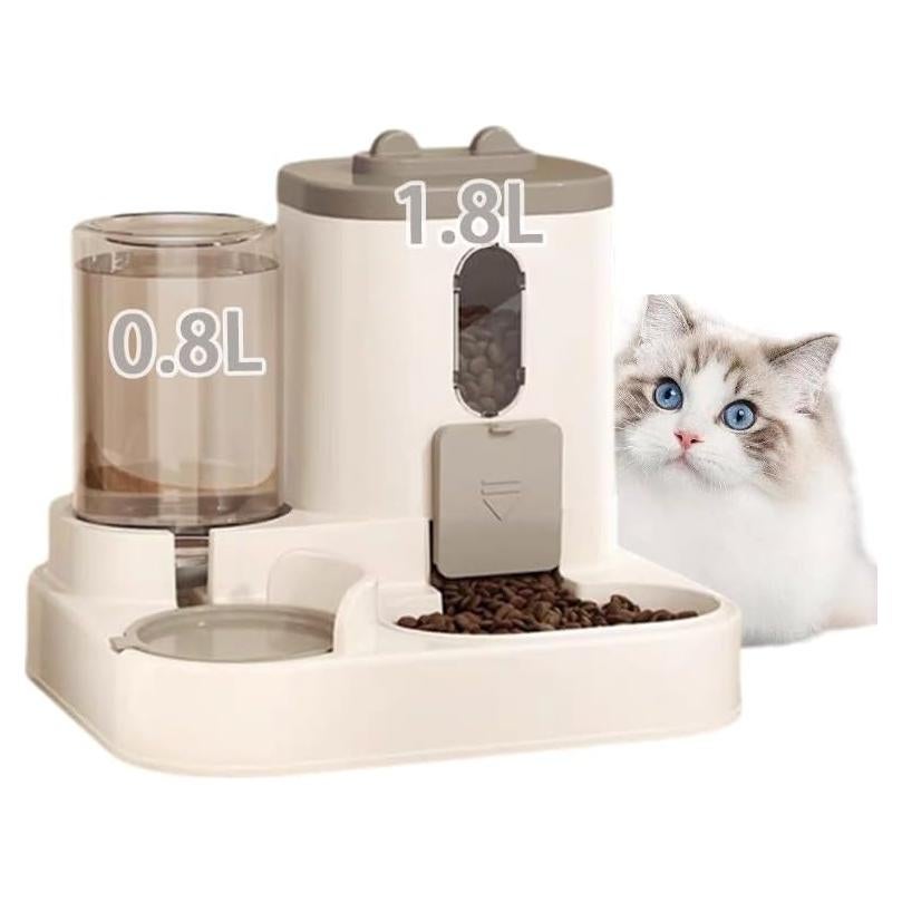Two-in-One Upgraded Gravity Pets Feeder and Water Dispenser Combo Set, Pet Cat Dog Automatic Feeder and Water Dispenser for Small and Medium Pets Cats Dogs, Large Capacity & Washable