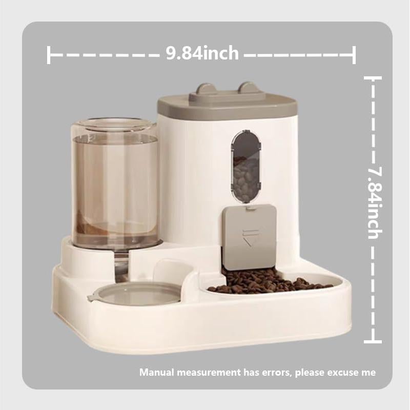 Two-in-One Upgraded Gravity Pets Feeder and Water Dispenser Combo Set, Pet Cat Dog Automatic Feeder and Water Dispenser for Small and Medium Pets Cats Dogs, Large Capacity & Washable