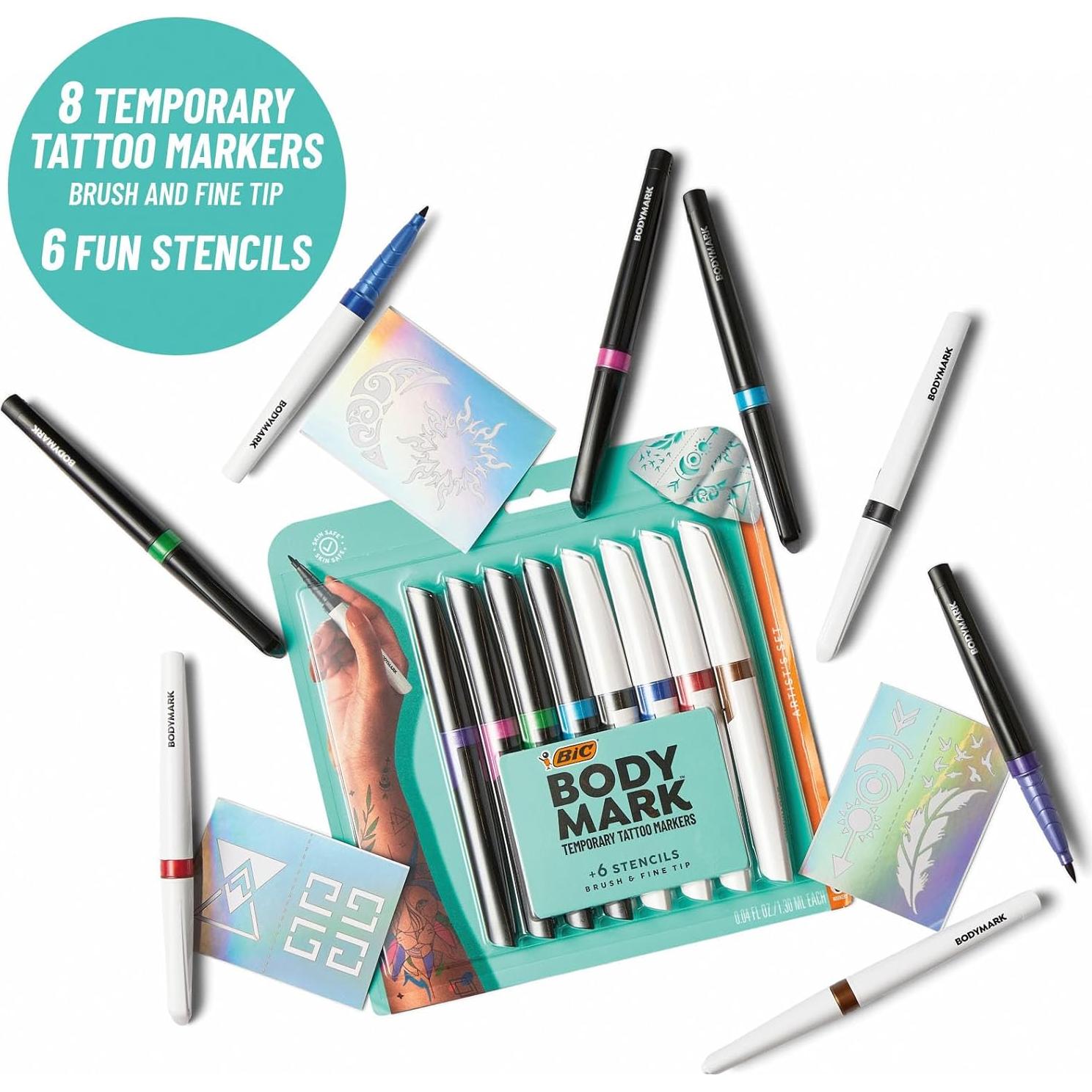 Marcadores de Tatuajes Temporales BIC BODYMARK, Set de 8 Colores