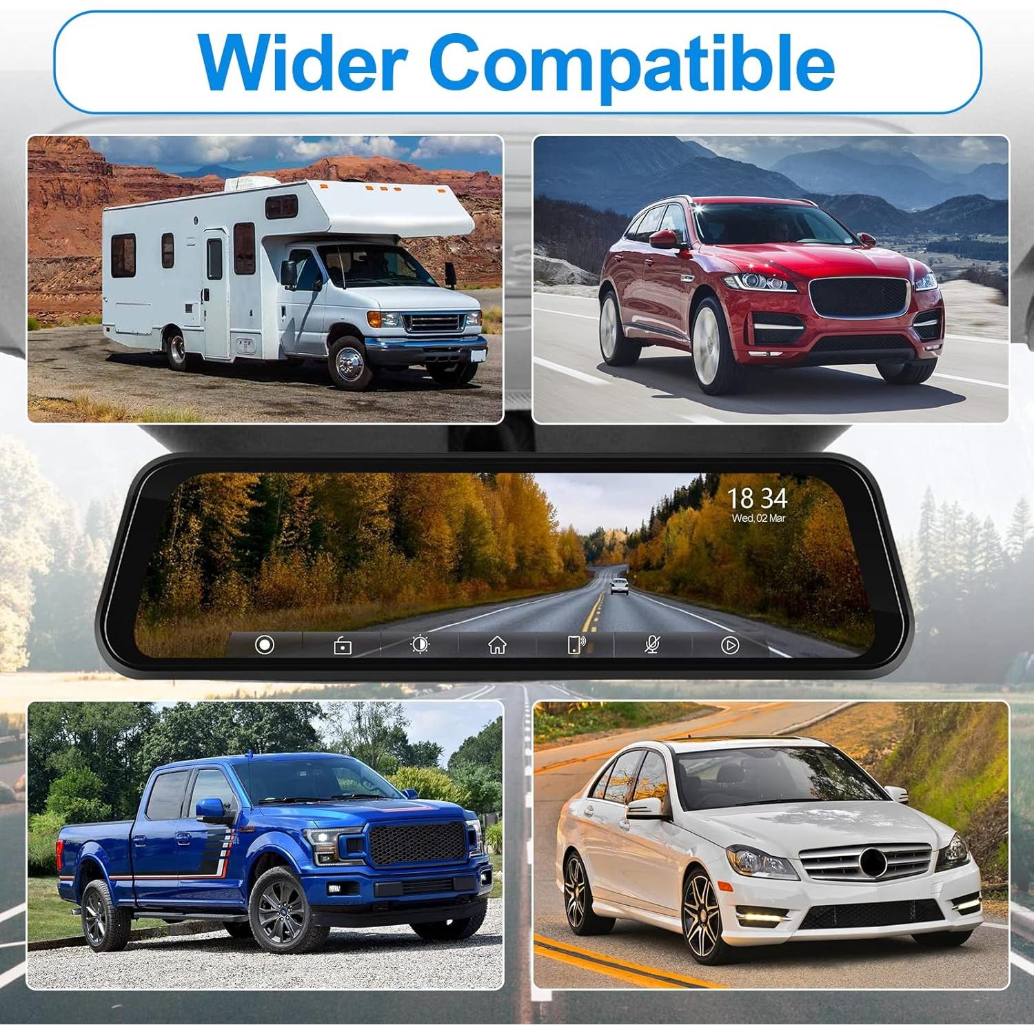 Cámara de Espejo Retrovisor Hikity 9.66" 2.5K con Carplay