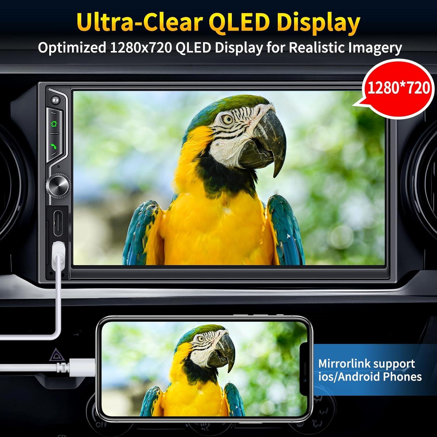 Estéreo de Coche SJOYBRING Doble Din 7" QLED Bluetooth