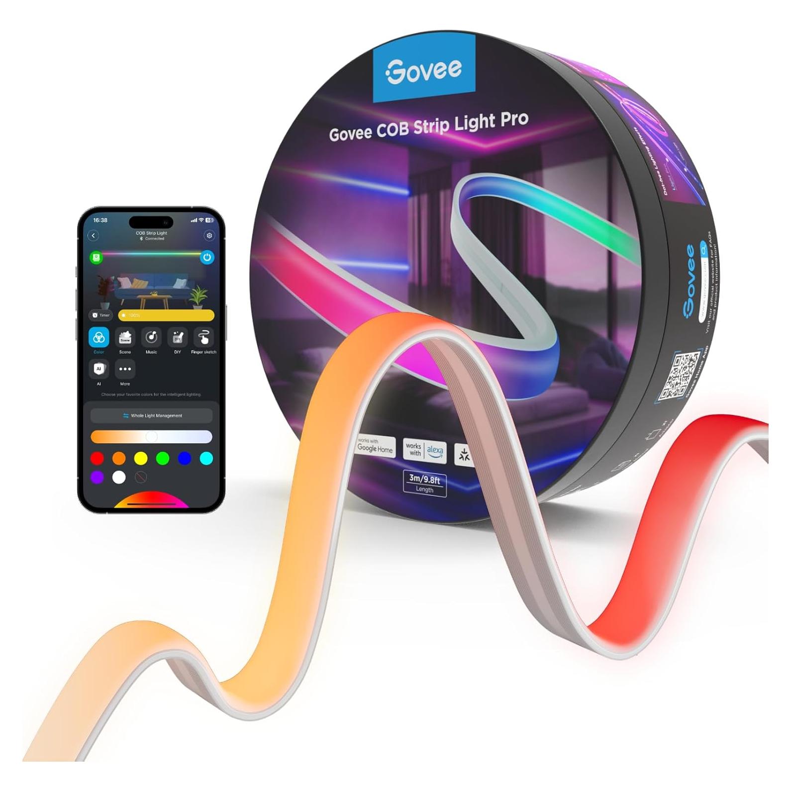 Luces LED de Tira Govee COB 2.99m RGBICW para Dormitorio