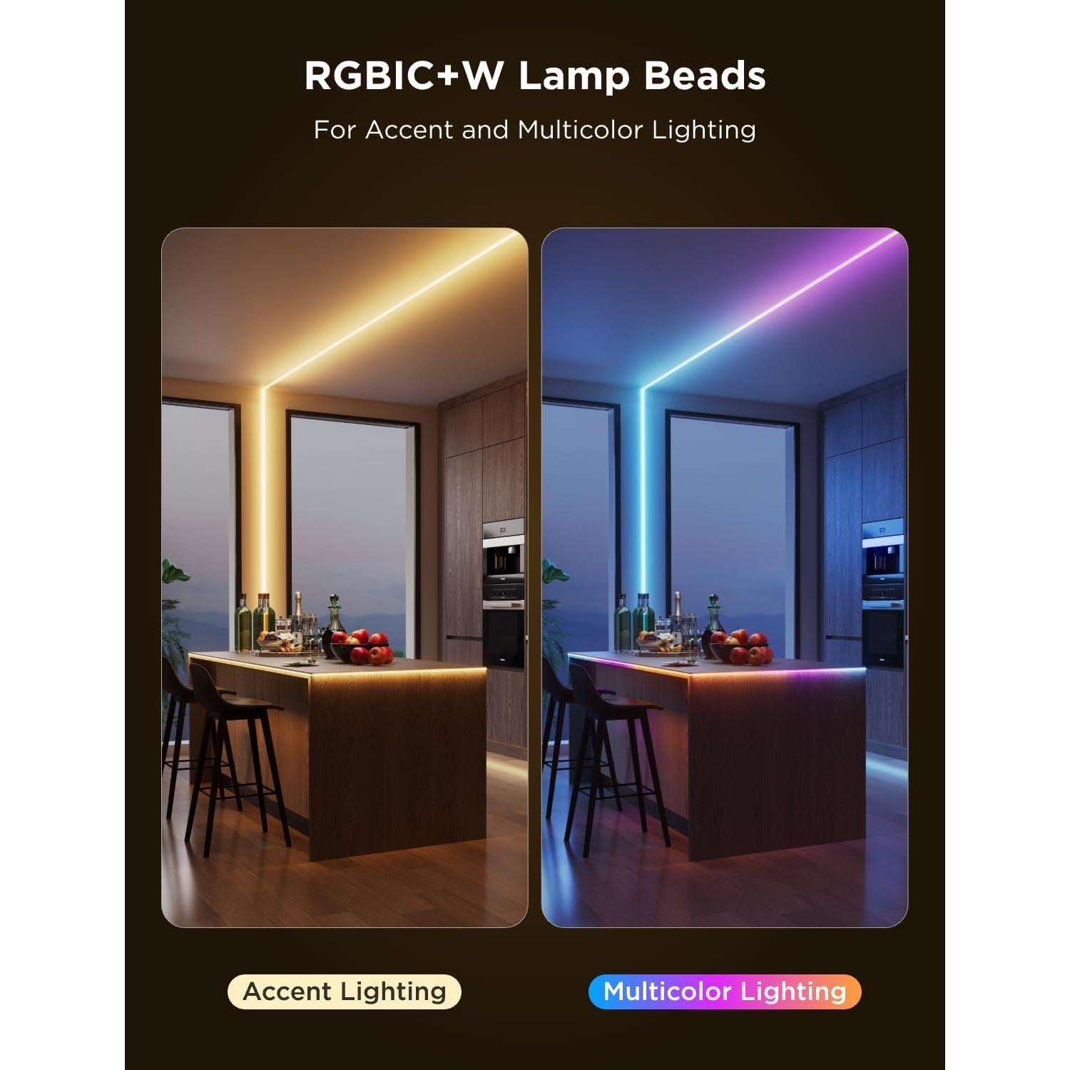 Luces LED de Tira Govee COB 2.99m RGBICW para Dormitorio