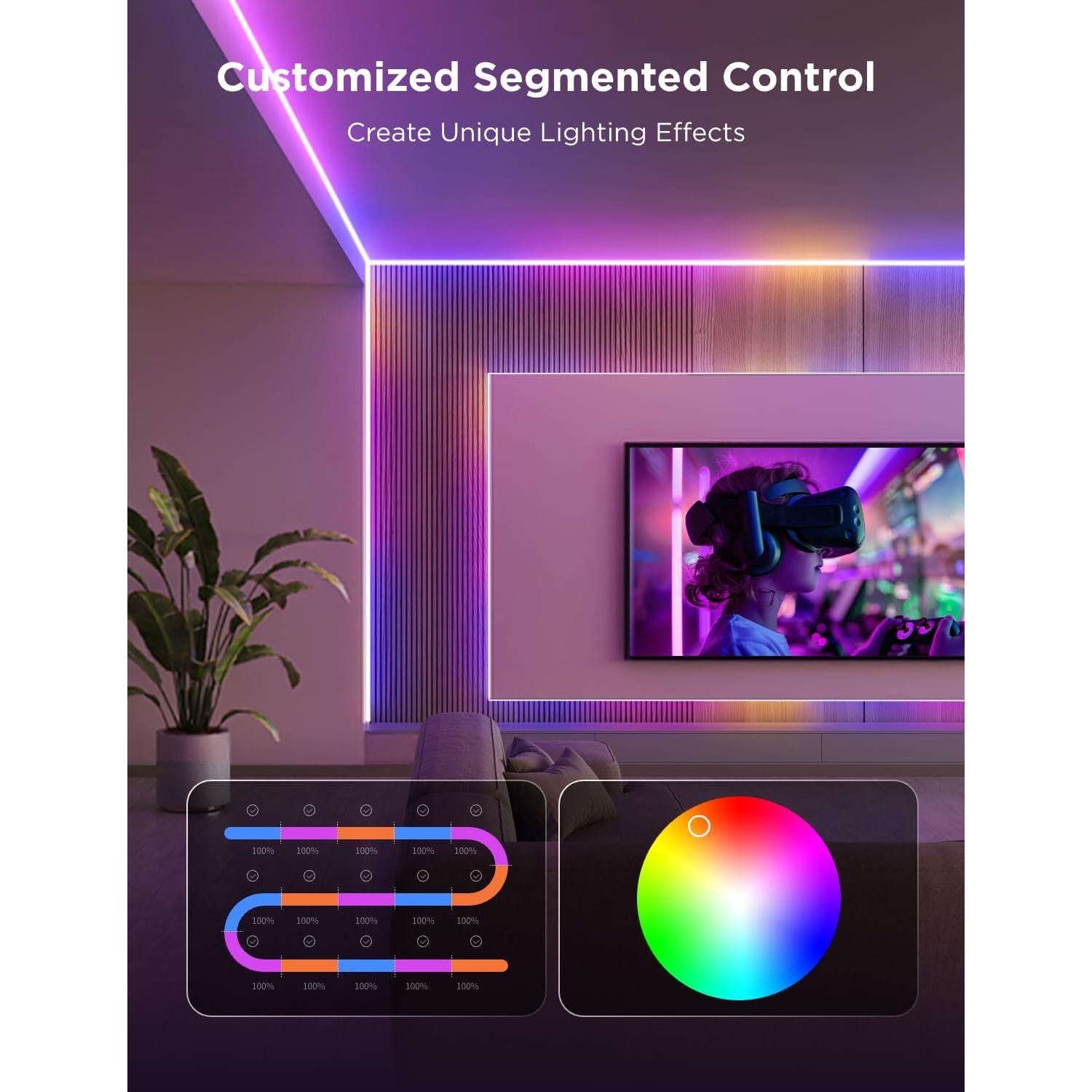 Luces LED de Tira Govee COB 2.99m RGBICW para Dormitorio