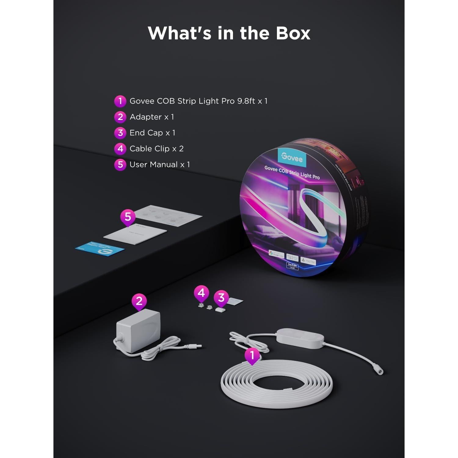 Luces LED de Tira Govee COB 2.99m RGBICW para Dormitorio