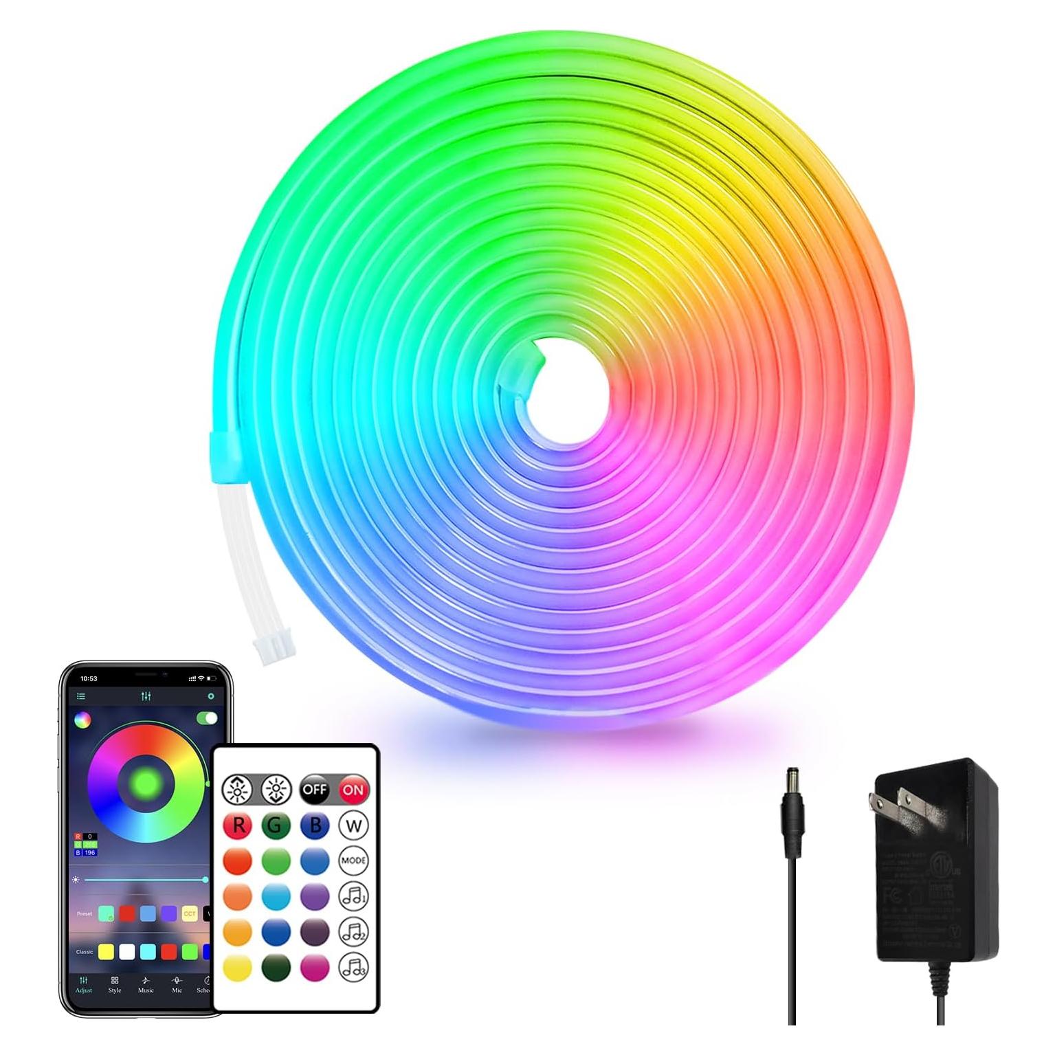 Tira de Luz LED Neón 5m Segrass RGB Control Remoto IP65