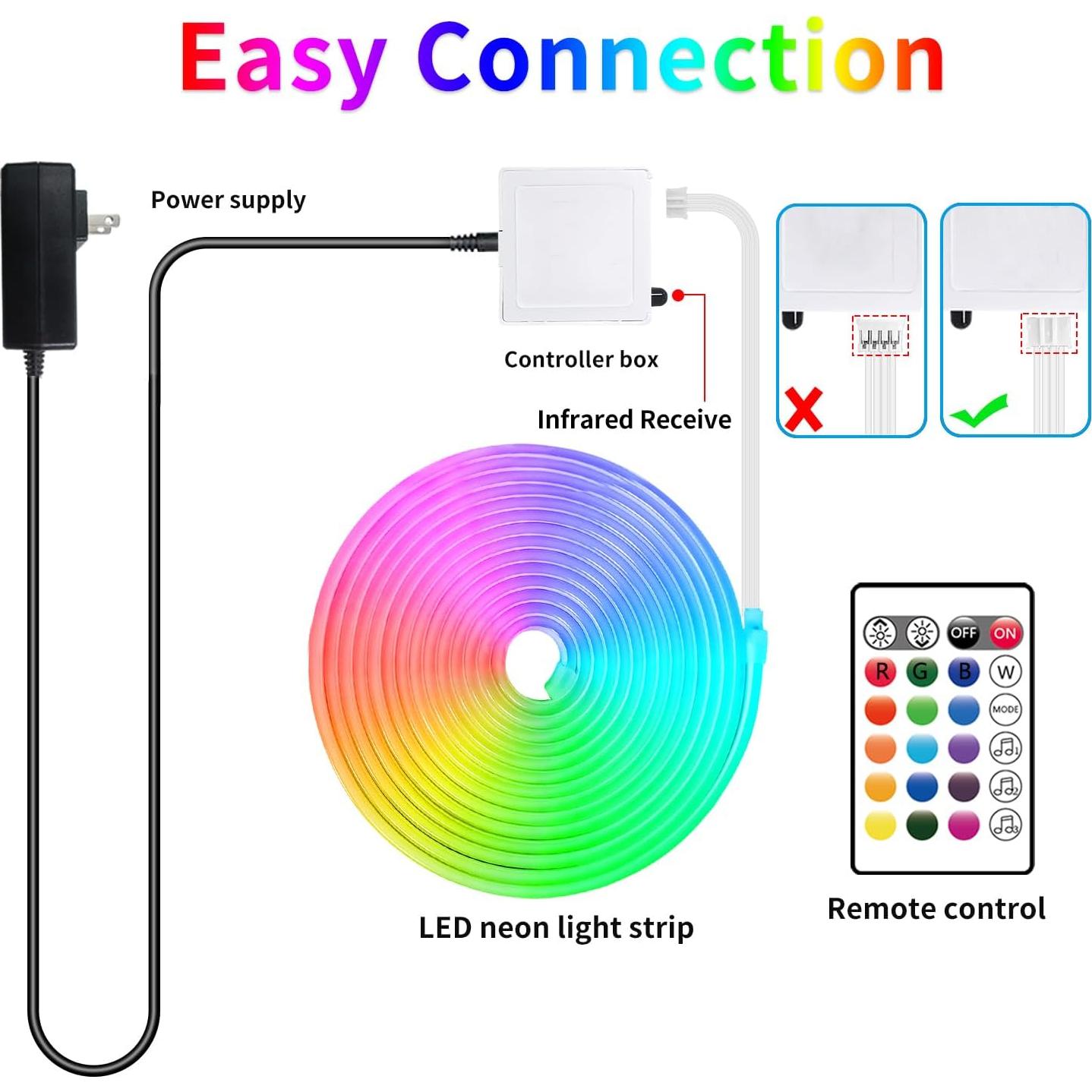 Tira de Luz LED Neón 5m Segrass RGB Control Remoto IP65