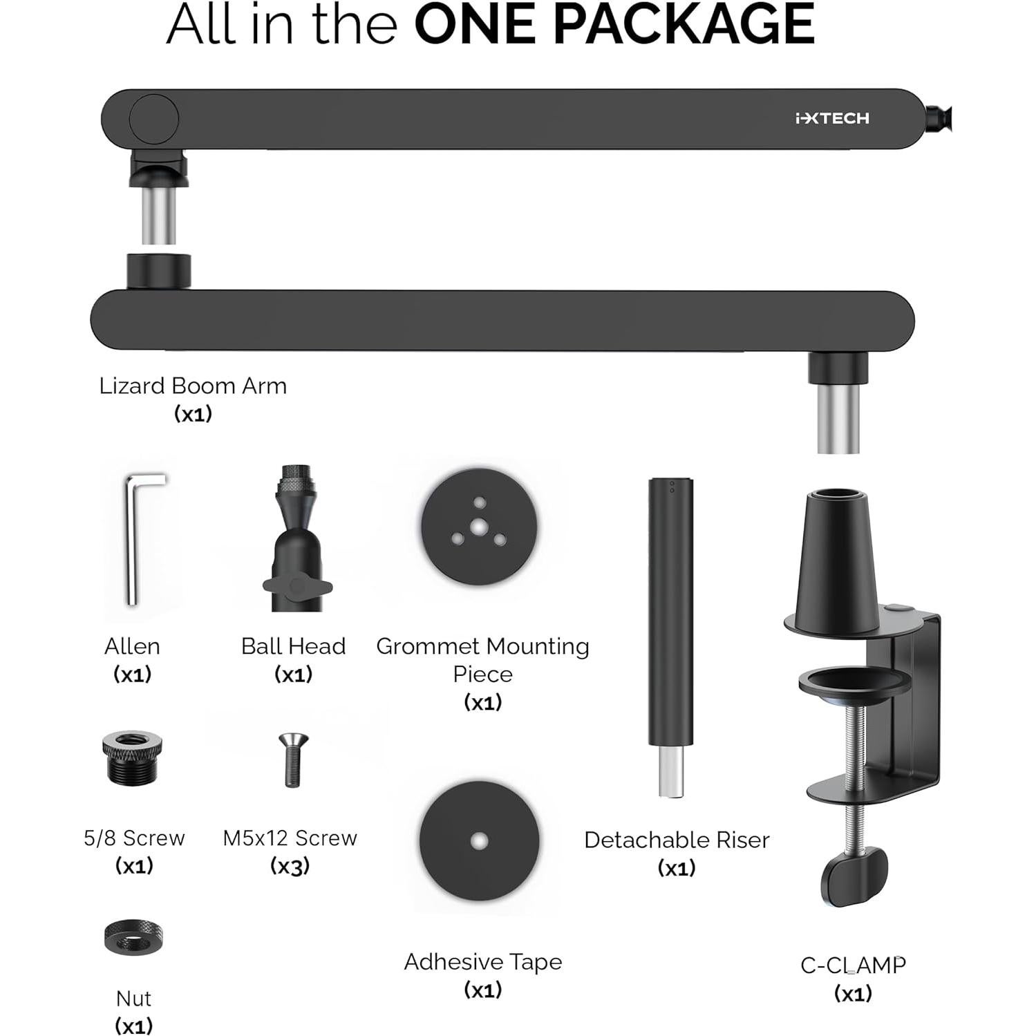 Soporte de Micrófono IXTECH LIZARD Brazo Ajustable 70.6 cm