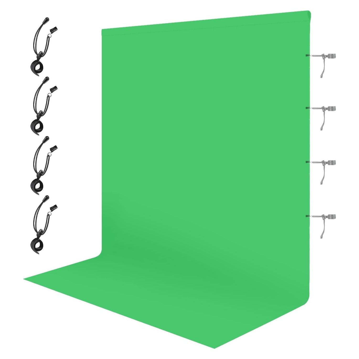 Julius Studio 6 x 9 ft. Chromakey Green Soft Texture Backdrop Screen, Photo Background Muslin, Premium High Density Synthetic Fabric, Stronger Longer Lifespan with 4 Elastic String Clips, JSAG685