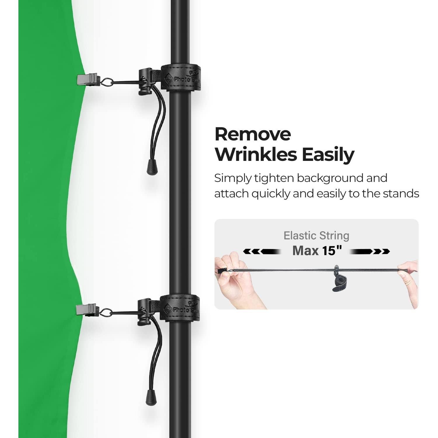 Julius Studio 6 x 9 ft. Chromakey Green Soft Texture Backdrop Screen, Photo Background Muslin, Premium High Density Synthetic Fabric, Stronger Longer Lifespan with 4 Elastic String Clips, JSAG685