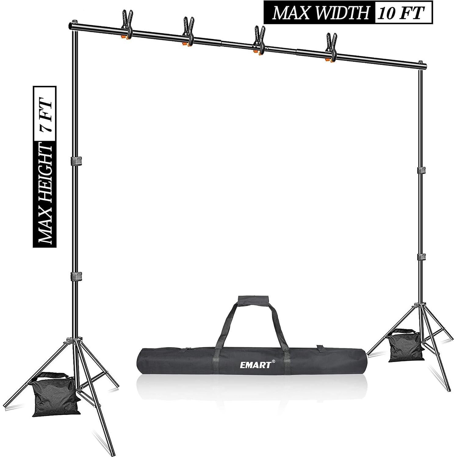 Kit de Soporte de Fondo Verde EMART 2.13m x 3.05m con Muselina