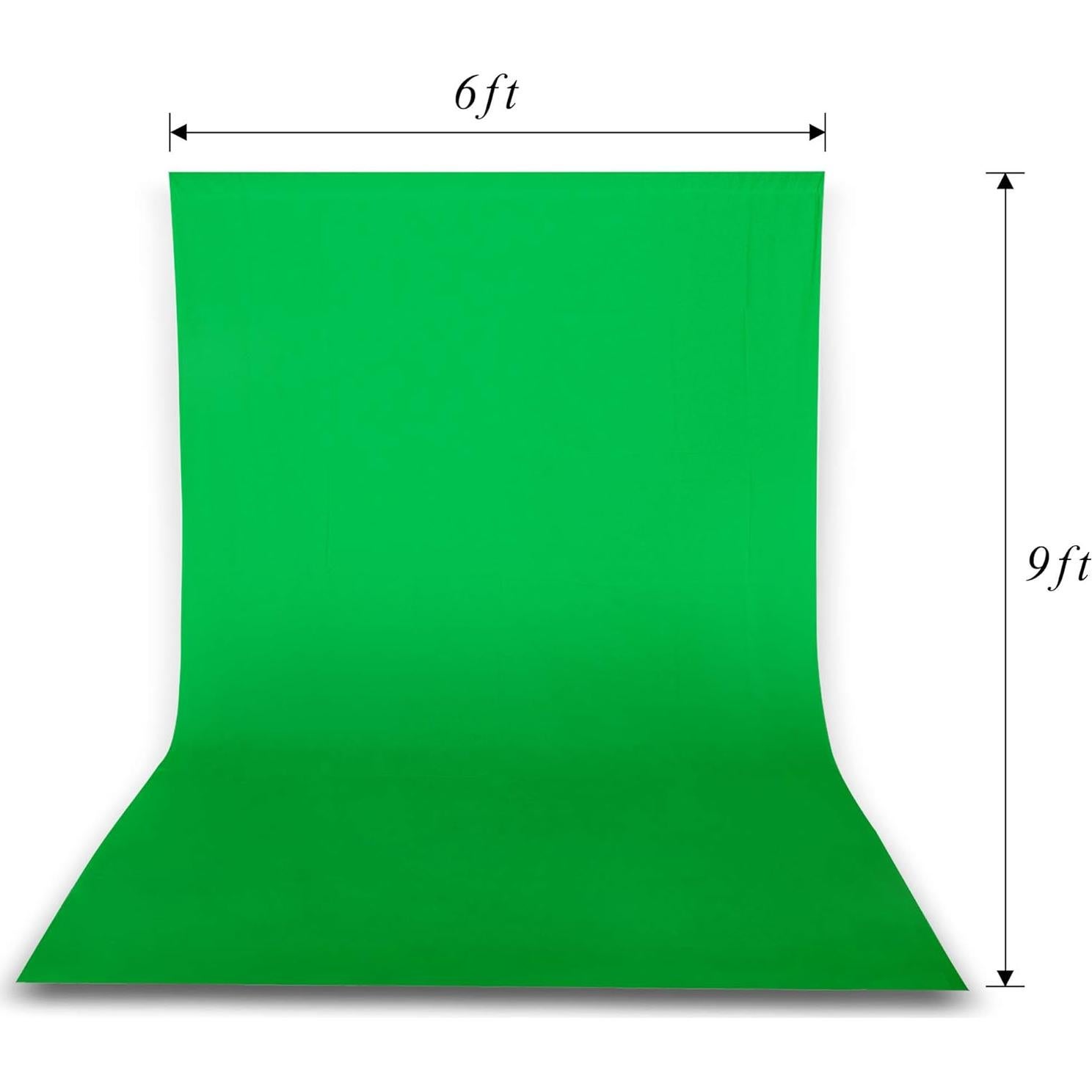 Kit de Soporte de Fondo Verde EMART 2.13m x 3.05m con Muselina