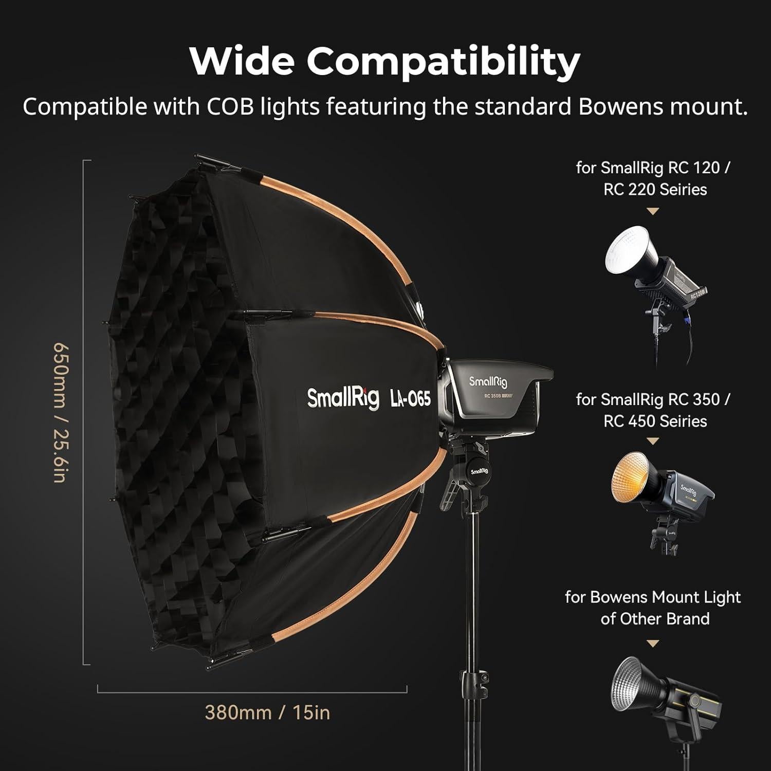 SmallRig LA-O65 Octagonal Softbox, 65cm/25.6in Quick Release Softbox with Carrying Bag, for Bowens Mount COB Lights for SmallRig for Neewer for Aputure for Godox