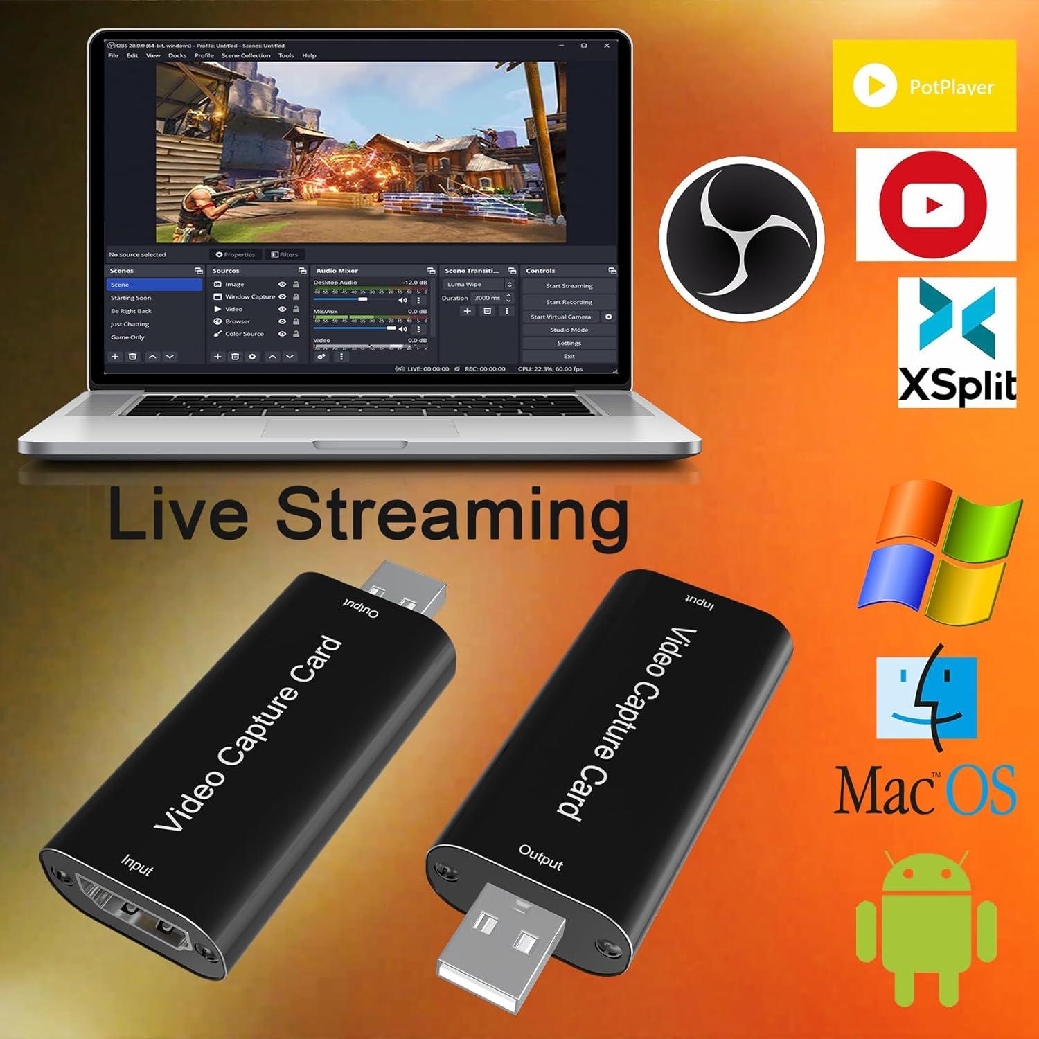 Capture Card for Streaming - 4K HDMI Video Capture Card,Cam Link Card Game Audio Capture Adapter,HDMI to USB 2.0 Record Capture Device for Streaming, Gaming,Live Broadcasting