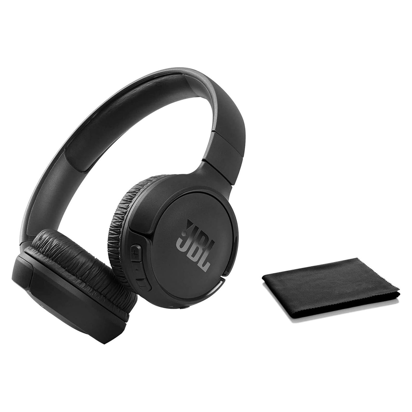JBL Tune 510BT: Wireless Bluetooth On-Ear Headphones with Purebass Sound - with Cleaning Cloth - Black