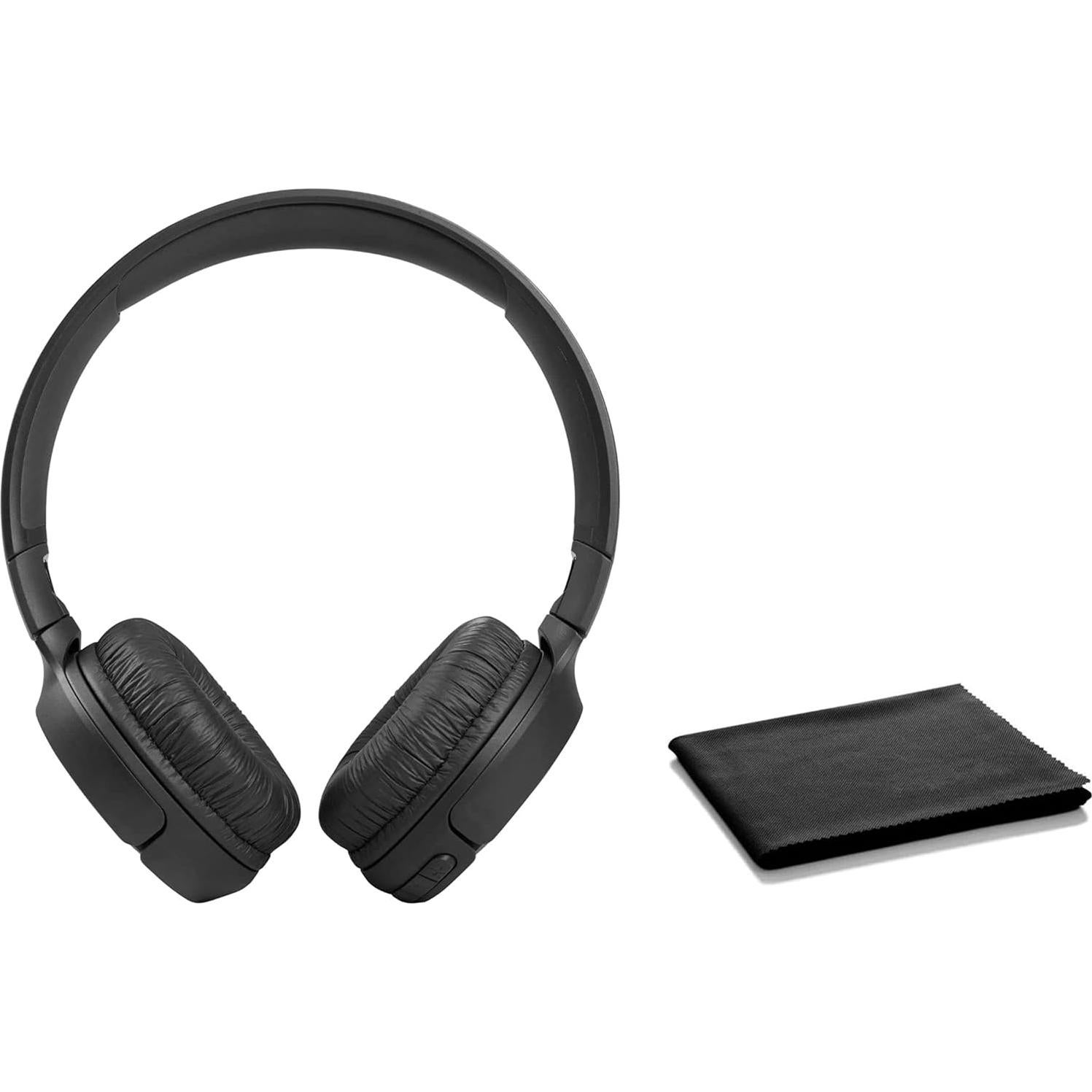 JBL Tune 510BT: Wireless Bluetooth On-Ear Headphones with Purebass Sound - with Cleaning Cloth - Black