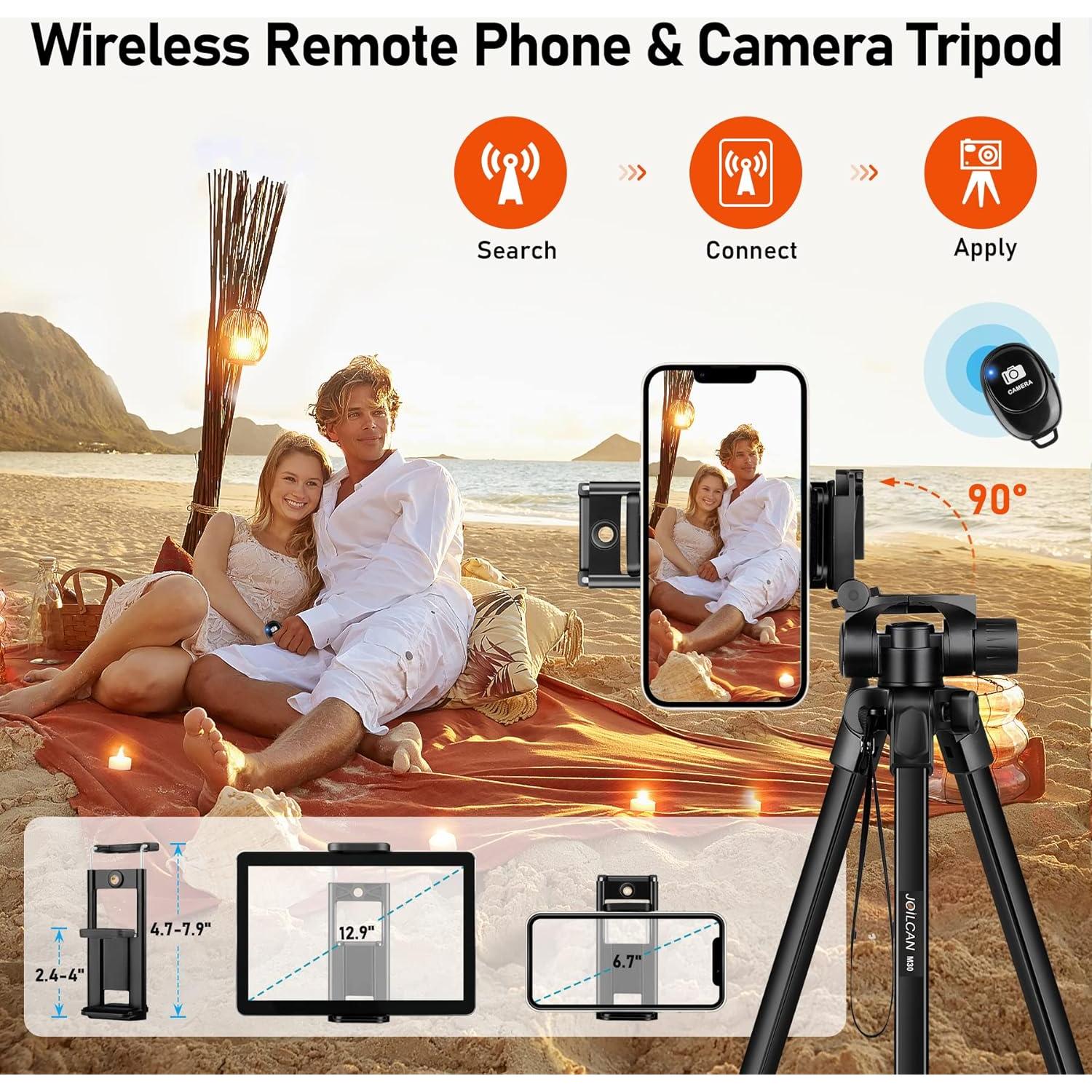 Trípode JOILCAN M30 para Cámara y Teléfono 68" Negro