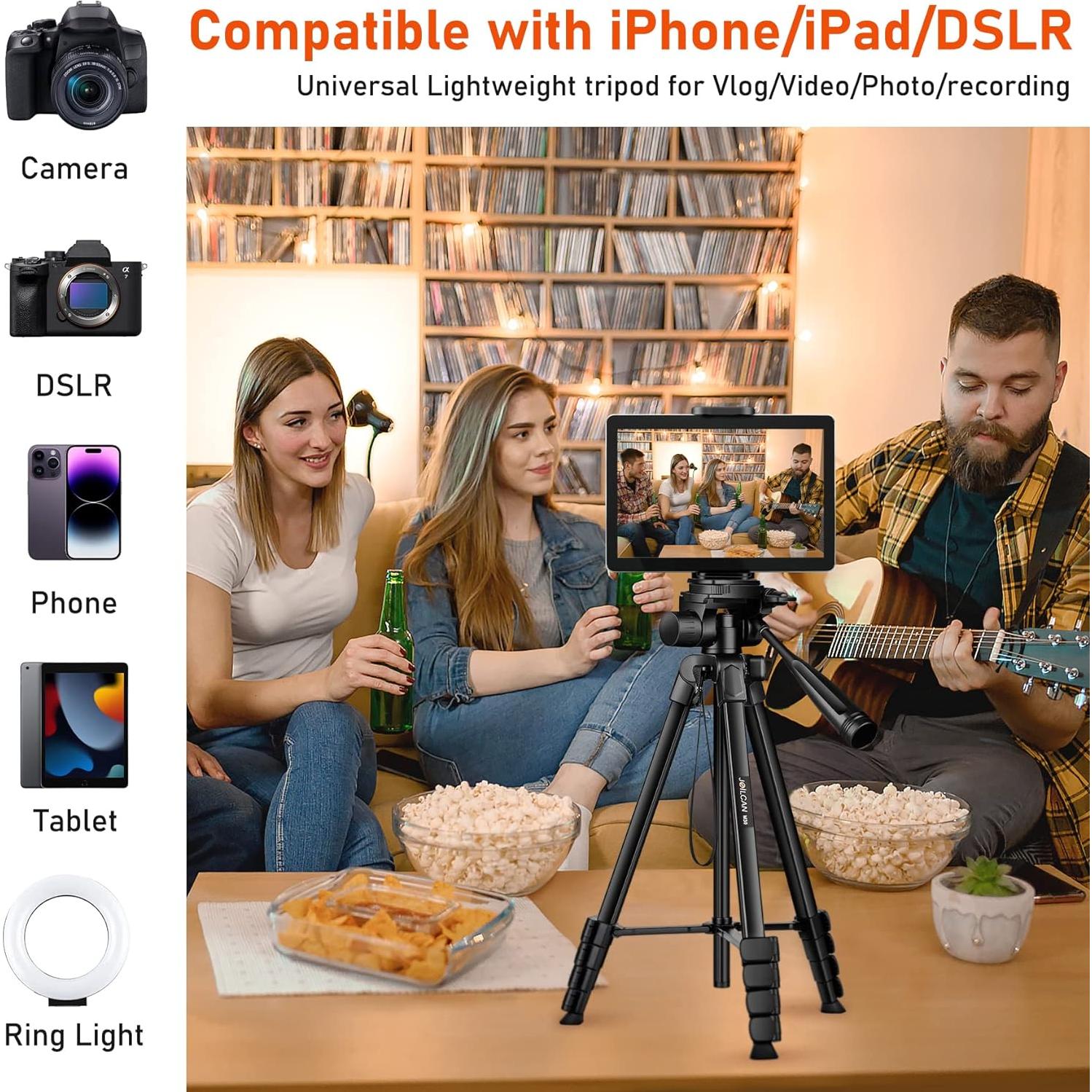 Trípode JOILCAN M30 para Cámara y Teléfono 68" Negro