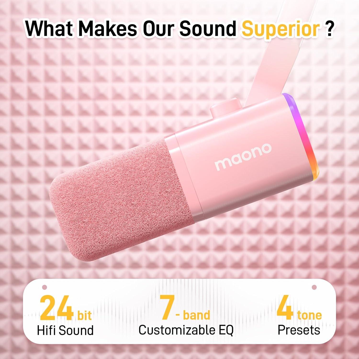 Micrófono Dinámico USB/XLR MAONO PD100XS Rosa para Gaming