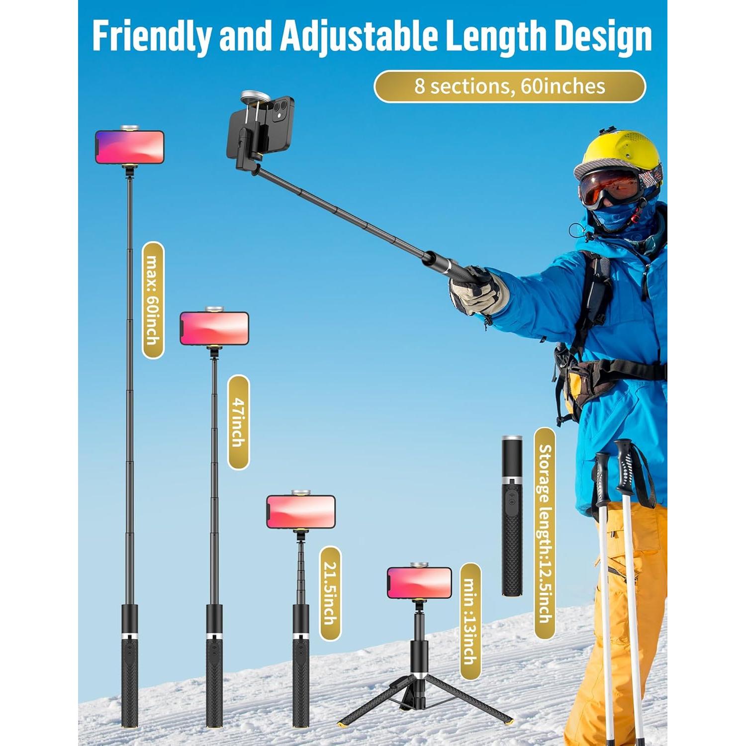 Phone Tripod Selfie Stick:Phone Stand for Recording,Bluetooth Selfie Stick for iPhone Compatible with Android（Samsung Galaxy s24 Ultra） is Content Creator 's Travel Essentials Tool