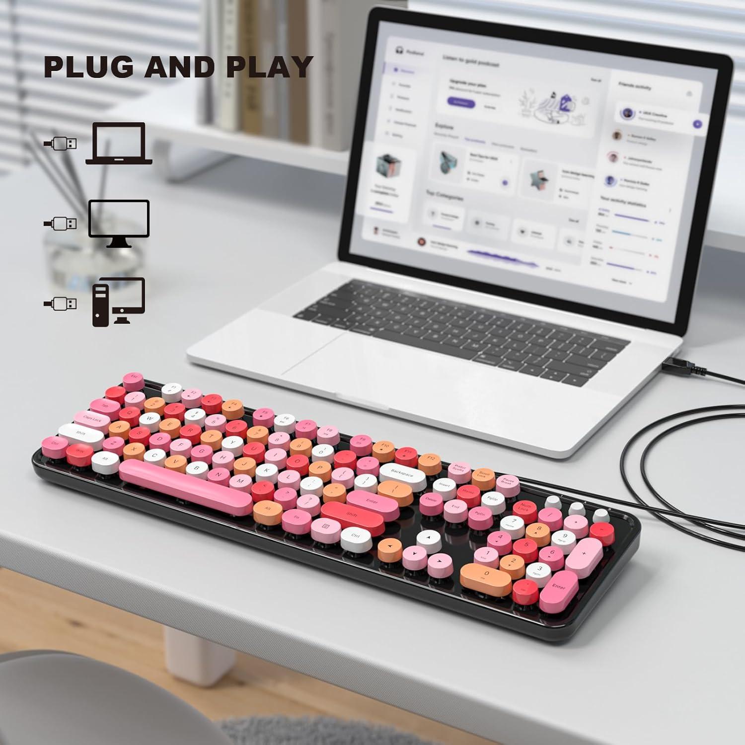 Teclado con Cable MOFII Estilo Máquina de Escribir Colorido