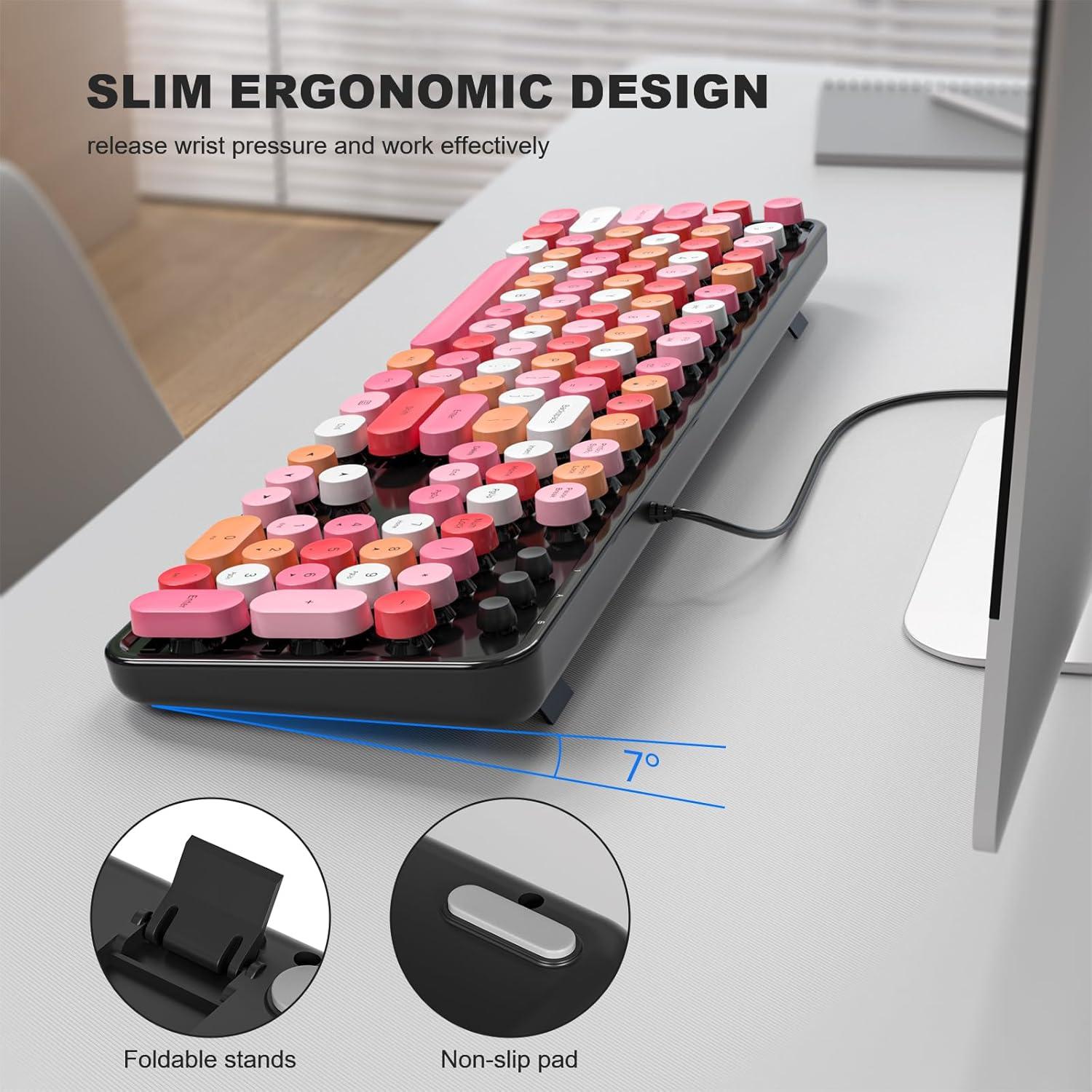 Teclado con Cable MOFII Estilo Máquina de Escribir Colorido