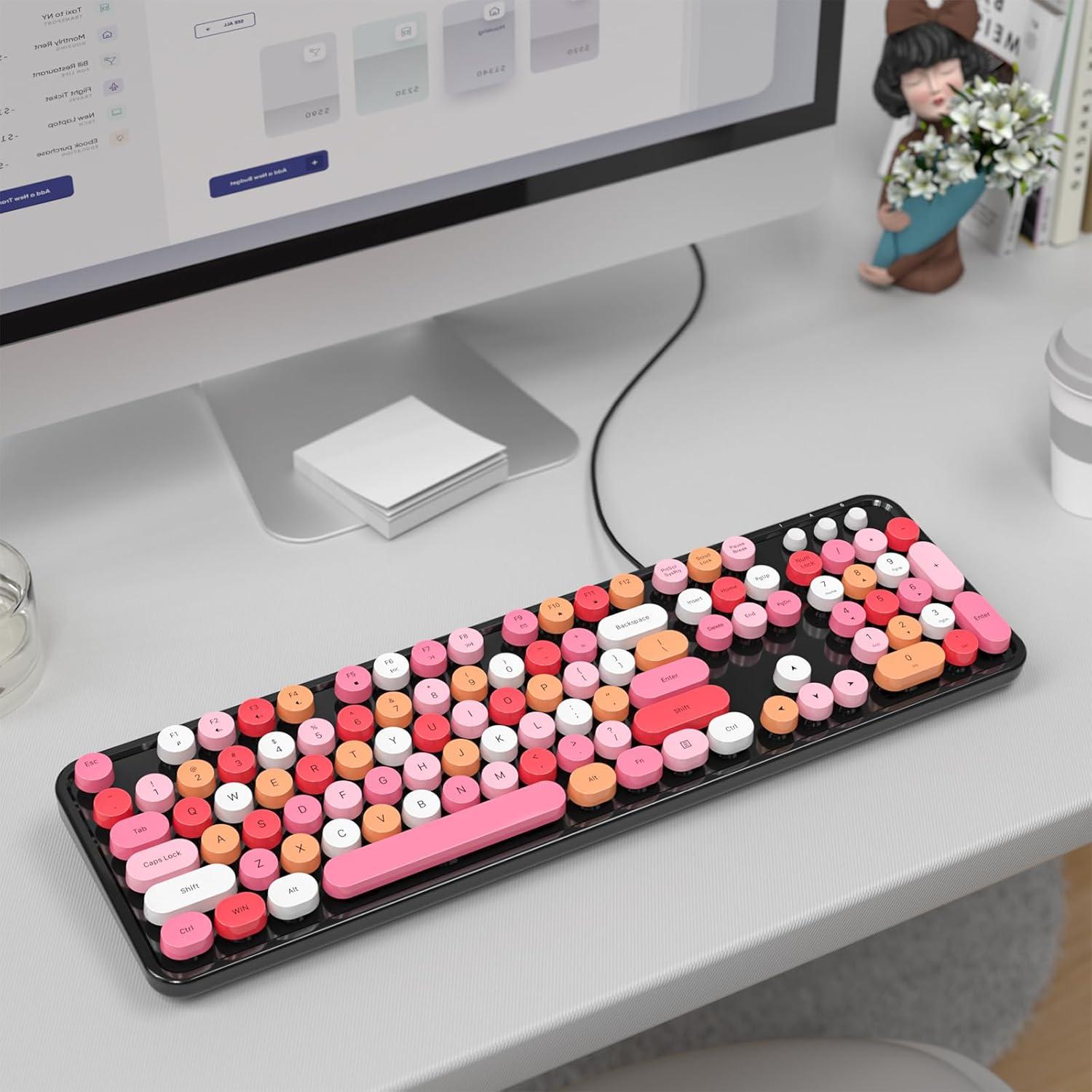 Teclado con Cable MOFII Estilo Máquina de Escribir Colorido