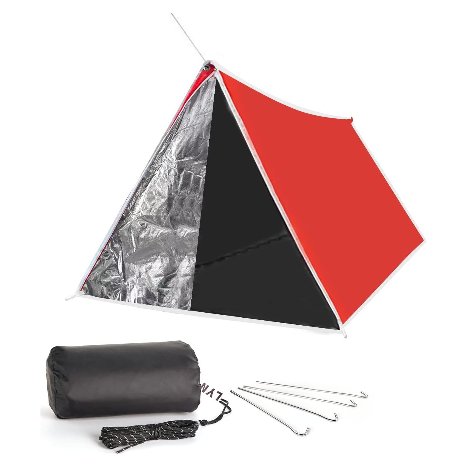 LYN Extra Large Zipper Reusable Survival Emergency Shelter Tent,Thermal Waterproof Fireproof Lightweight Bugout, with Paracord✚Stake for Camping,First Aid,Hiking&Bushcraft