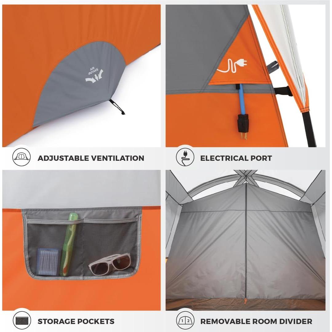 Carpa CORE para Camping Familiar 10 Personas 4.27x3.05m Naranja