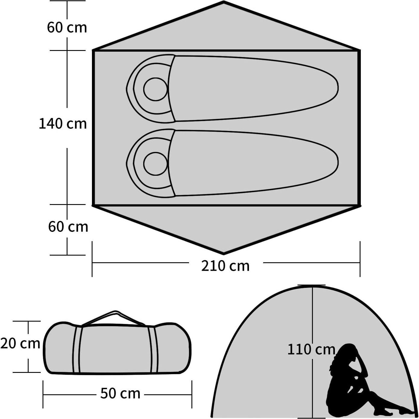 Carpa de Camping BISINNA para 2 Personas Impermeable 3 Temporadas