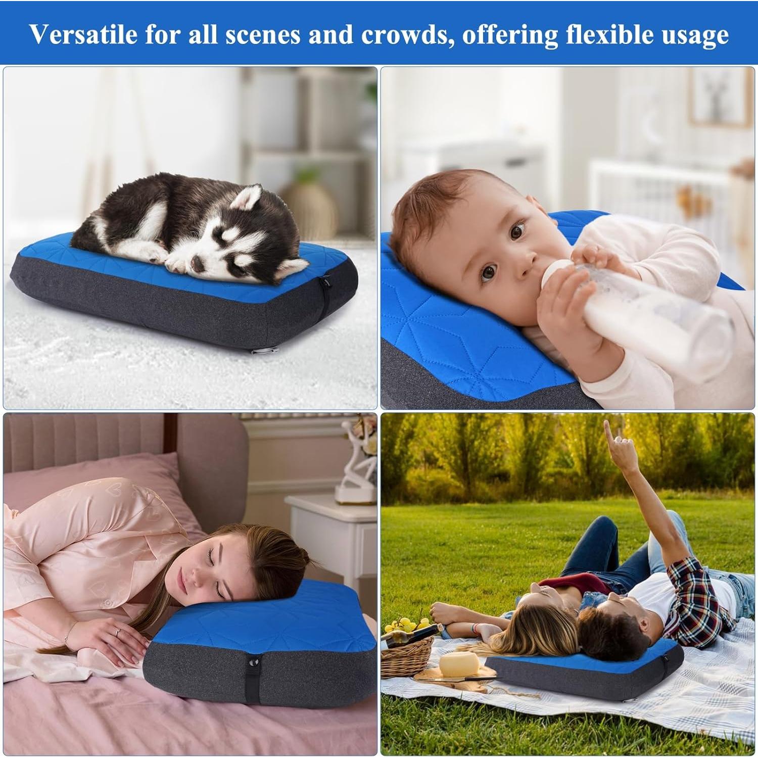 Almohada Inflable de Camping UWILLION Grande 61x38 cm Azul