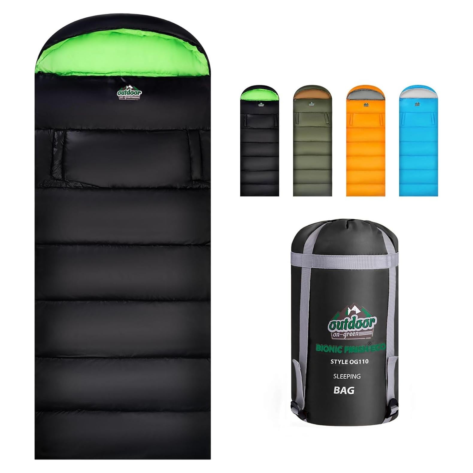 Saco de dormir outdoor on-green 4 estaciones 208x81cm negro
