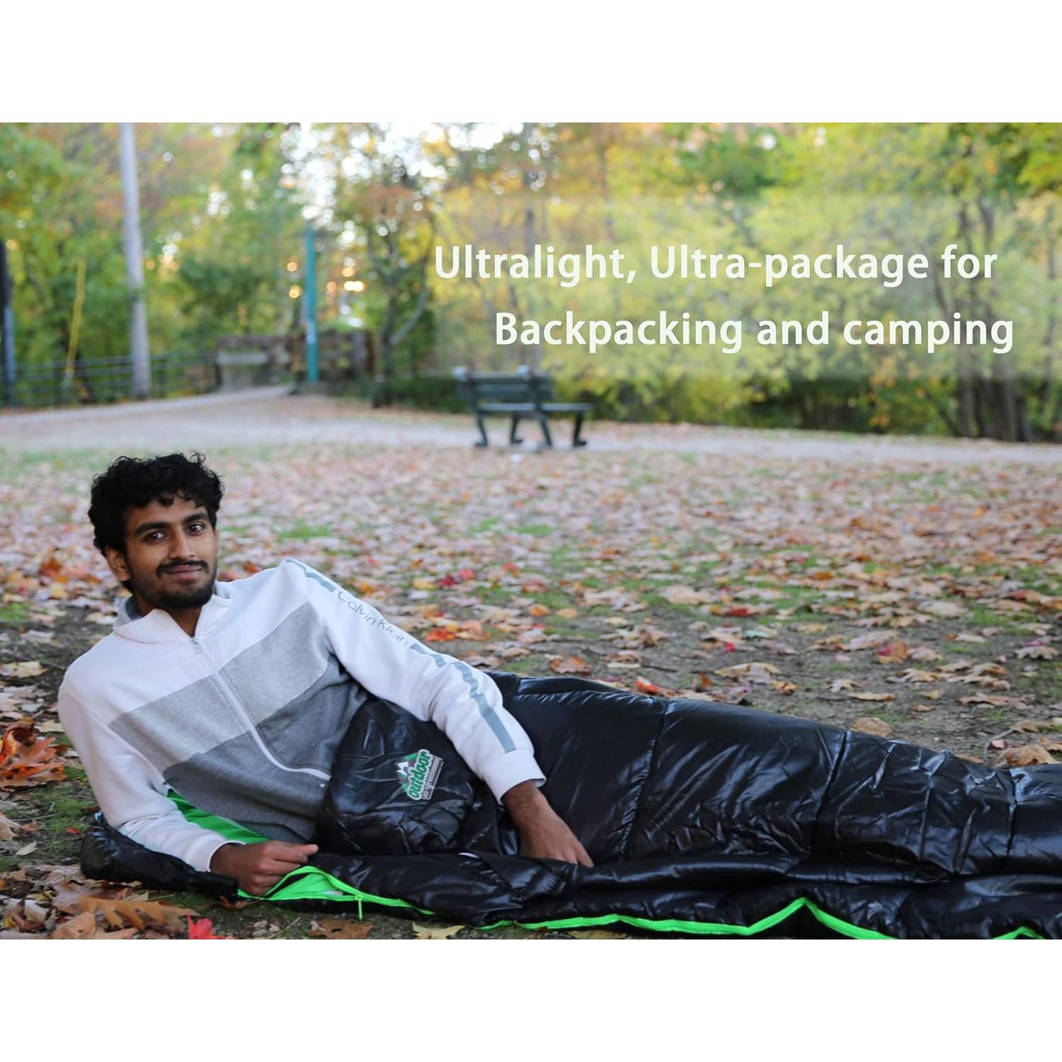 Saco de dormir outdoor on-green 4 estaciones 208x81cm negro