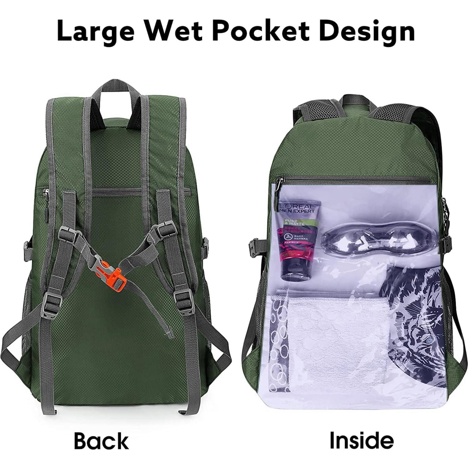 Mochila Plegable 40L G4Free Verde Ejército Impermeable