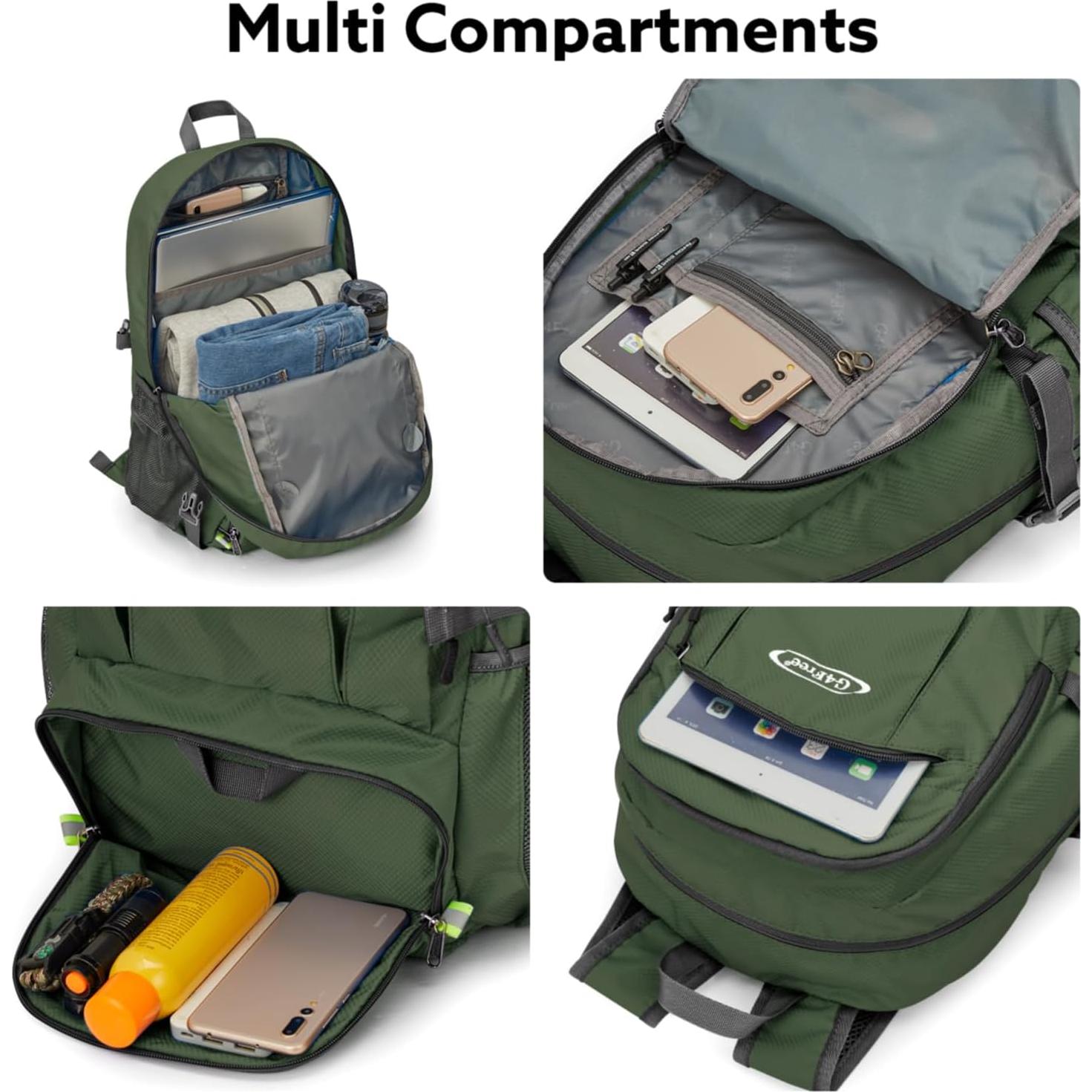 Mochila Plegable 40L G4Free Verde Ejército Impermeable