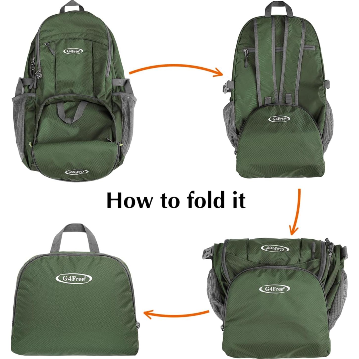 Mochila Plegable 40L G4Free Verde Ejército Impermeable