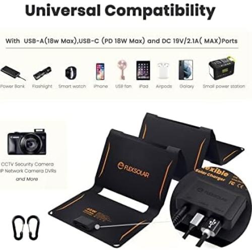 Cargador Solar FlexSolar 40W Plegable USB-C y USB-A