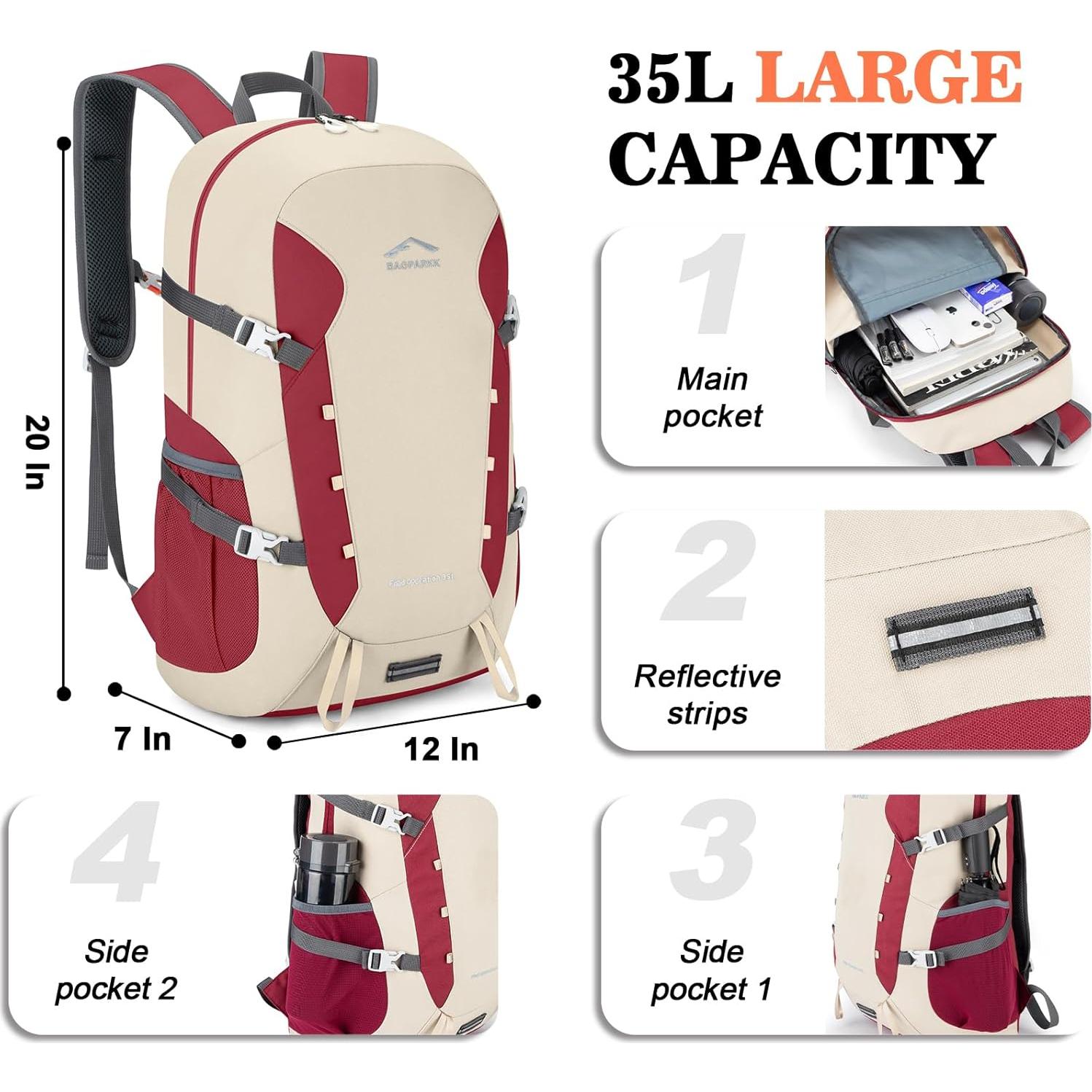 Mochila de Senderismo BAGPARKK 35L Plegable Resistente al Agua