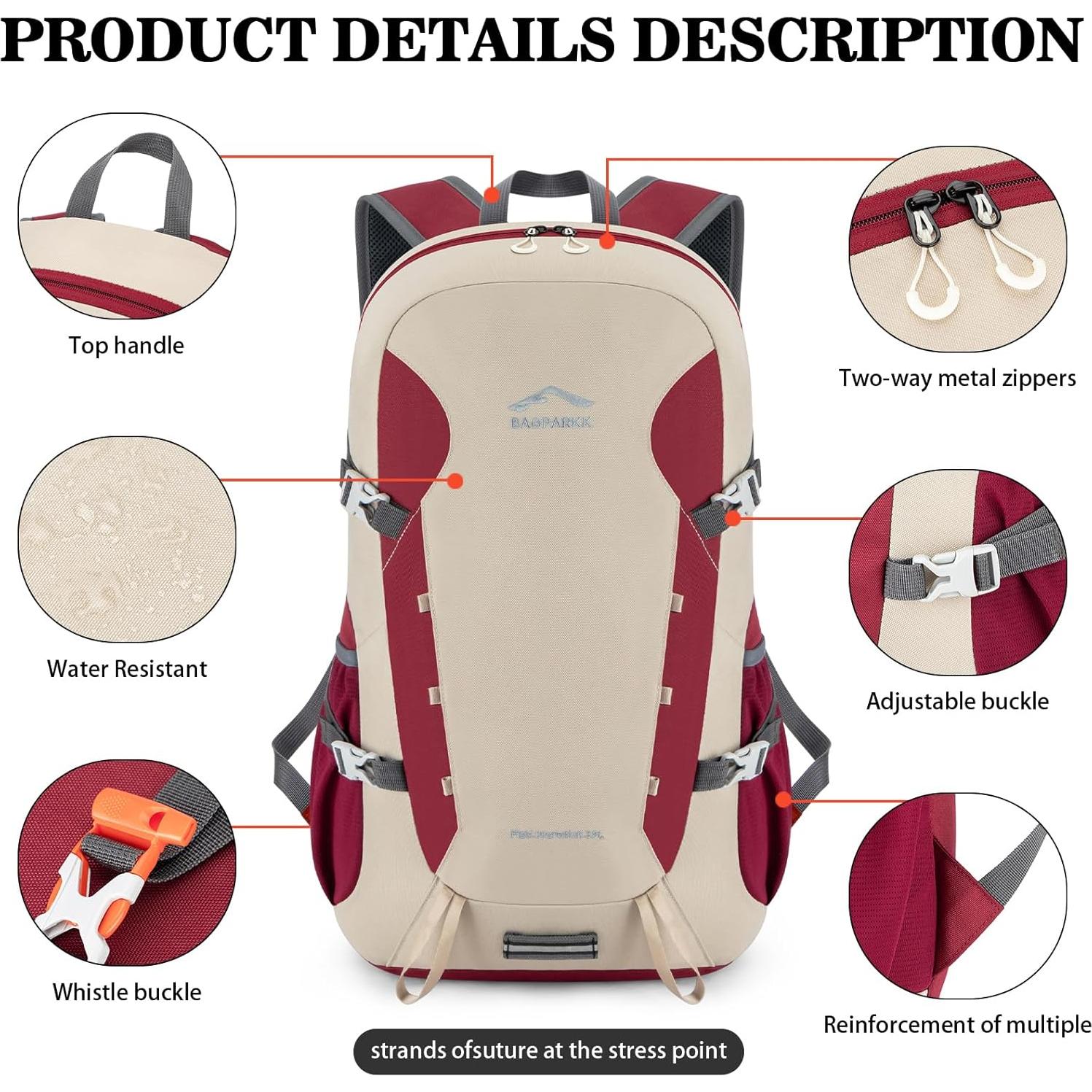 Mochila de Senderismo BAGPARKK 35L Plegable Resistente al Agua